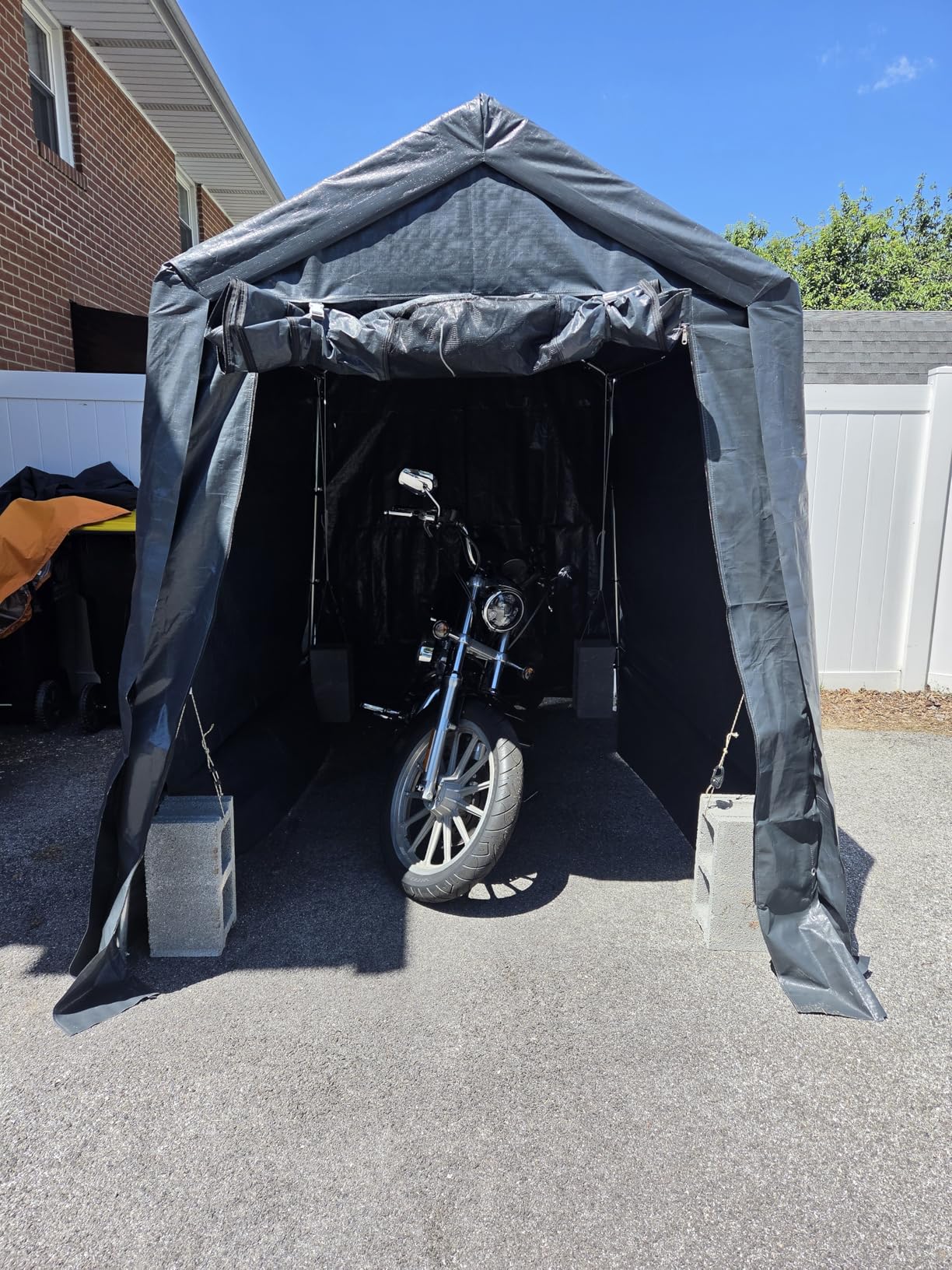 GarveeLife Portable Outdoor Storage Shed with Roll-Up Zipper Door & Vent, 240G Heavy-Duty Shelter Waterproof PE Tarp, UV-Resistant Carport for Motorcycle, Firewood, Tools (Gray, 6'x8') customer photo 1