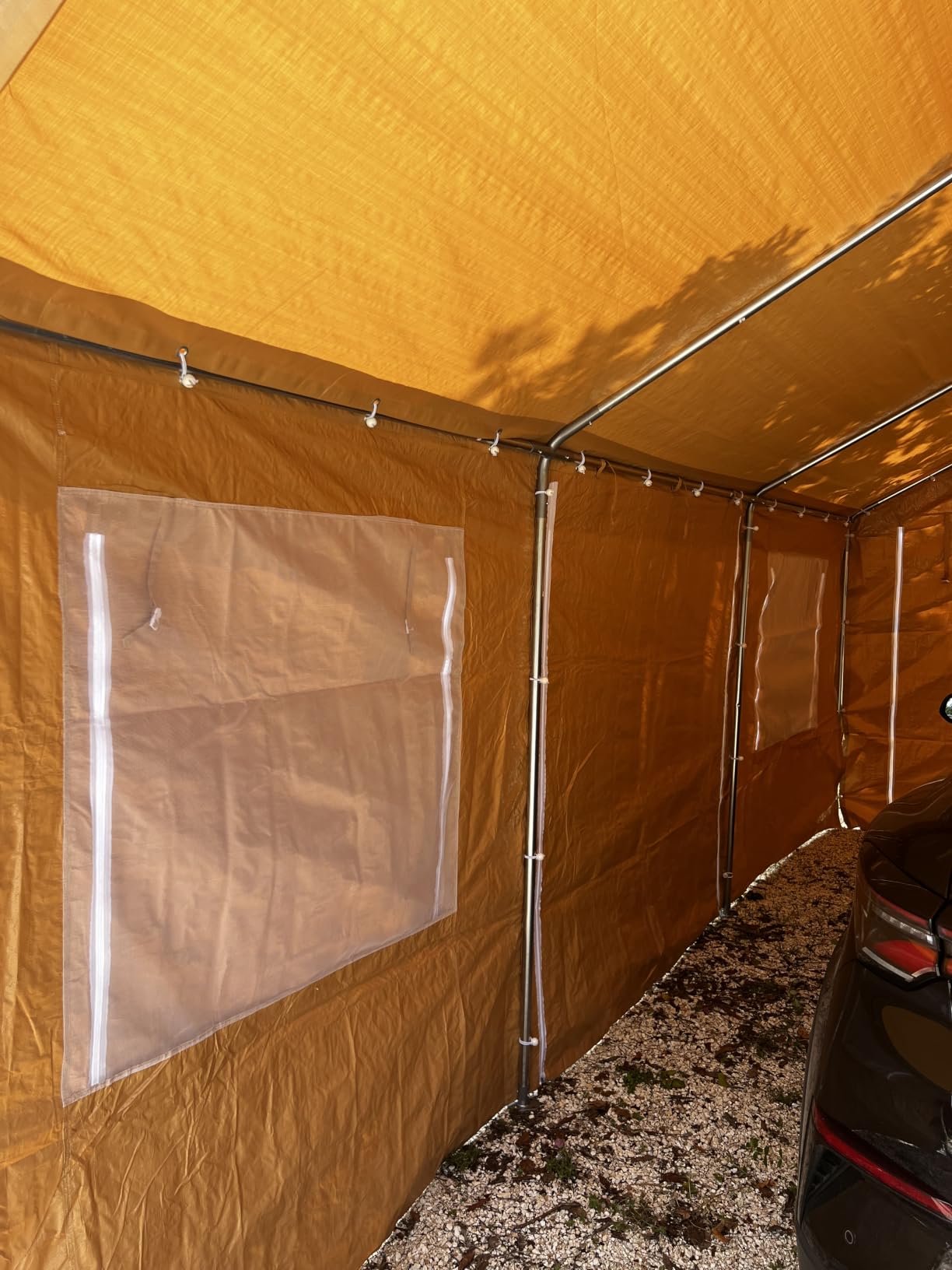 JAMFLY 12x20 ft Carport, Heavy Duty Carport with Roll-up Windows, Portable Garage with Removable Sidewalls & Doors, Car Canopy with Sandbags and All-Season Tarp for Car, Truck, Boat, Motorcycle, Grey customer photo 1