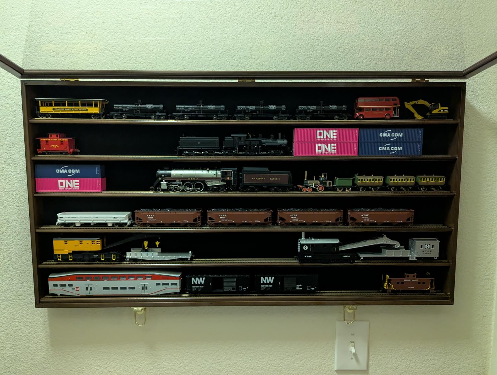 sfDisplay.com,LLC. HO Scale Model Train Display Case Cabinet Wall Rack w/98% UV Protection- Lockable -Black customer photo 2