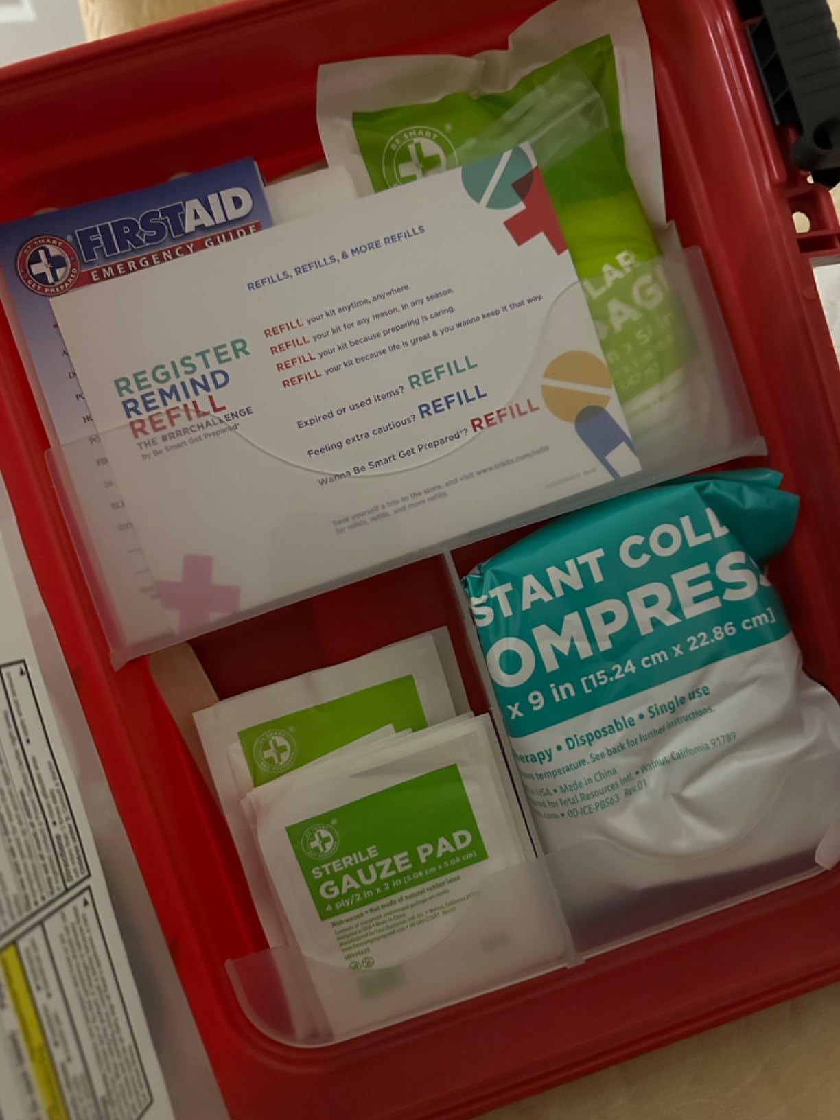 Be Smart Get Prepared First Aid Kit Hard Red Case 326 Pieces Exceeds OSHA and ANSI Guidelines 100 People - Office, Home, Car, School, Emergency, Survival, Camping, Hunting and Sports (20HBC01015REV3) customer photo 2