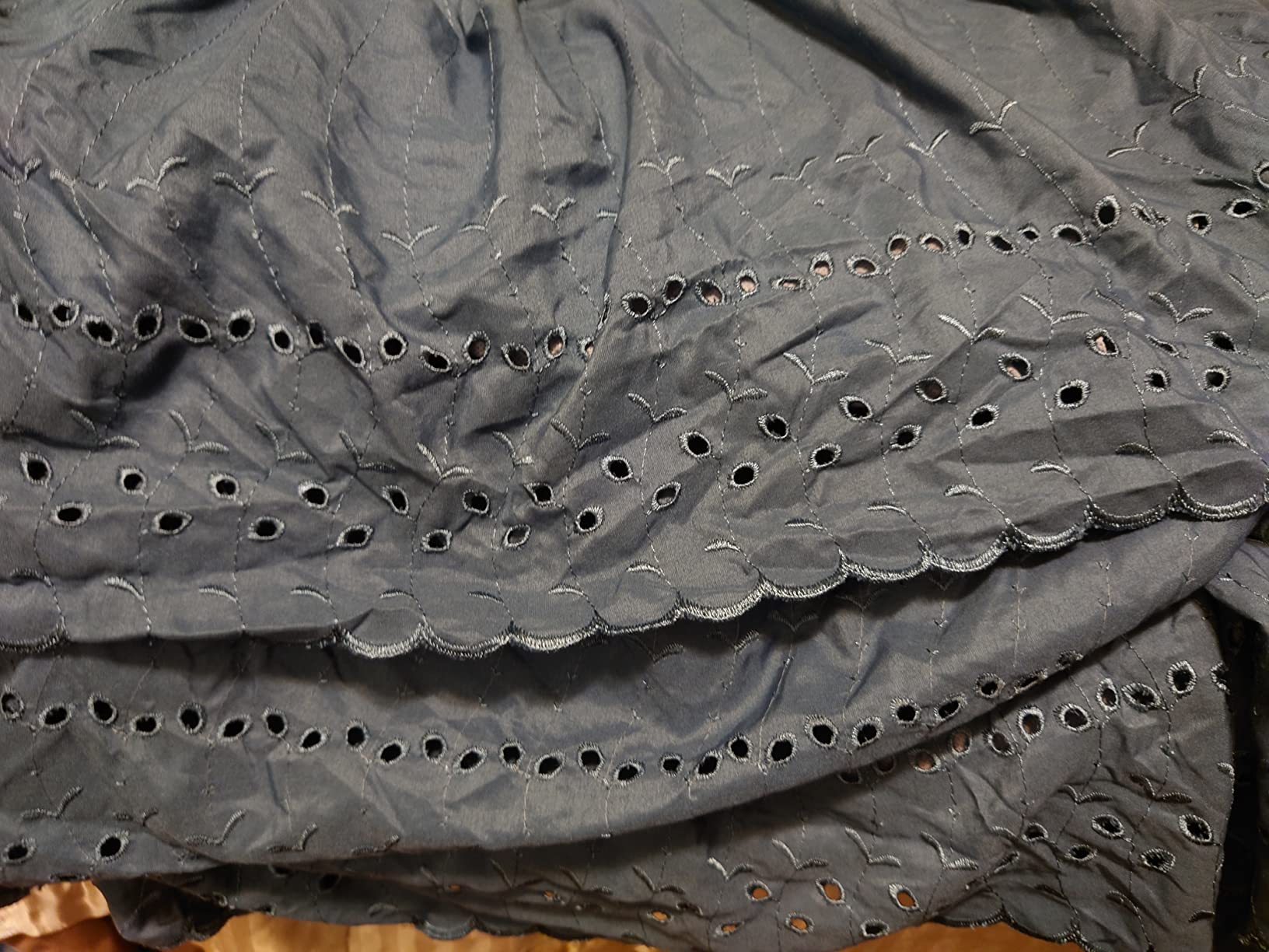 Fresh Ideas Eyelet Bed Skirt, Ruffled Design, 14 Inch Drop, Embroidered Scalloped Edge, Queen, Ivory customer photo 1