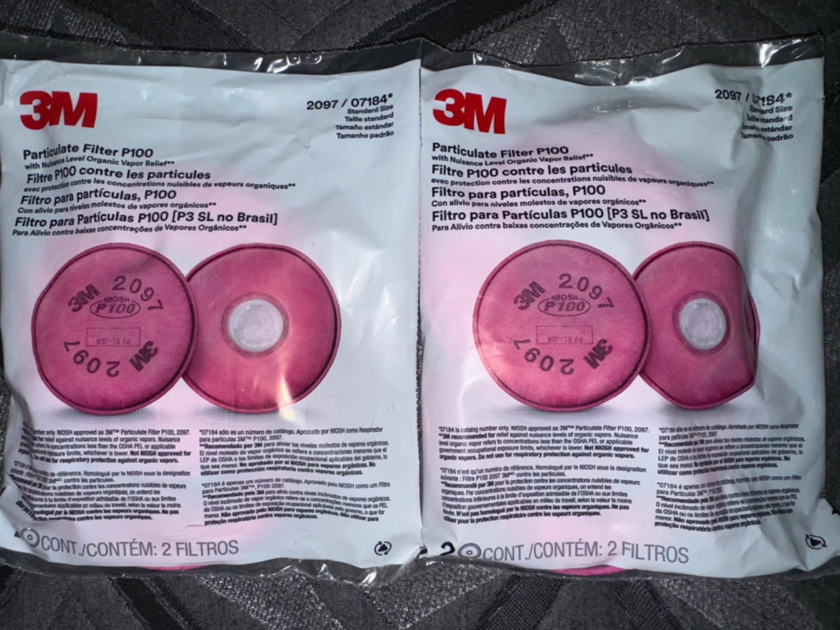 3M Performance P100 Particulate + Odor Filters, 2 pairs, NIOSH-APPROVED P100, 99.97% Filtration Efficiency Against Solids & Liquid Aerosols, For Use With 3M 6000, 6500 & 7500 Series (2097P2-DC) customer photo 2
