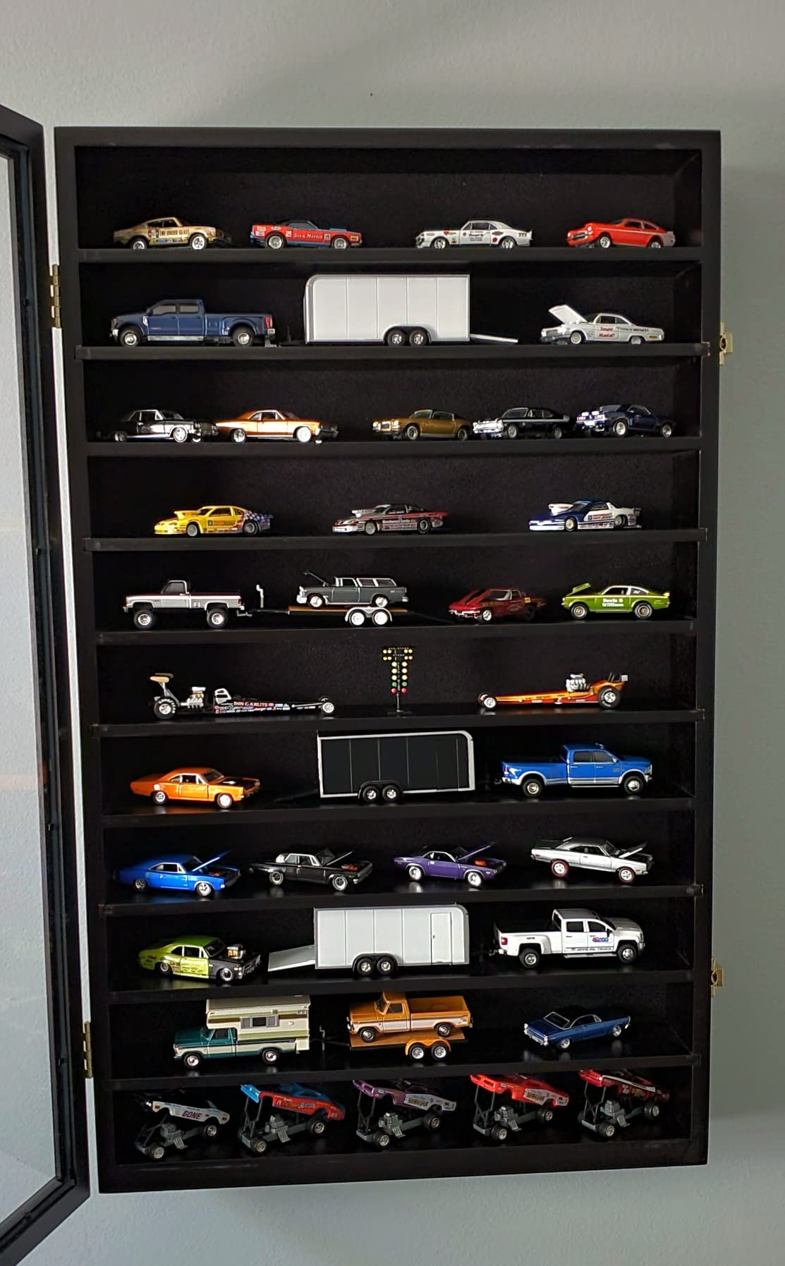 DisplayGifts Toy Cars Wheels Matchbox Model Diecast Display Case Cabinet Also fit N Scale Model Trains UV Protection 1/64-1/43 Scale High Transparency Hot Design (Black Finish) customer photo 1