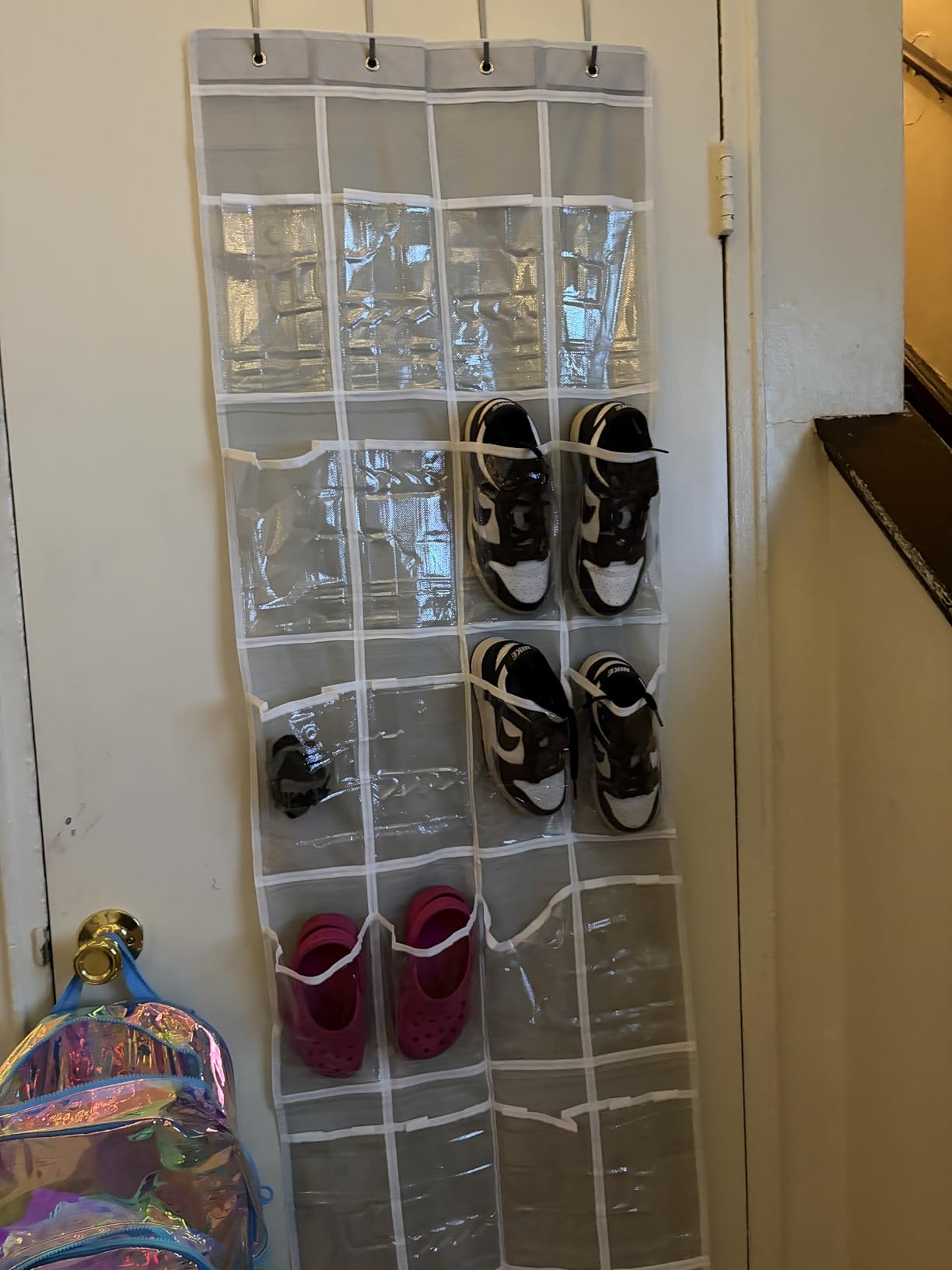 Simple Houseware 24 Pockets Clear Over the Door Shoe Organizer, Gray customer photo 1
