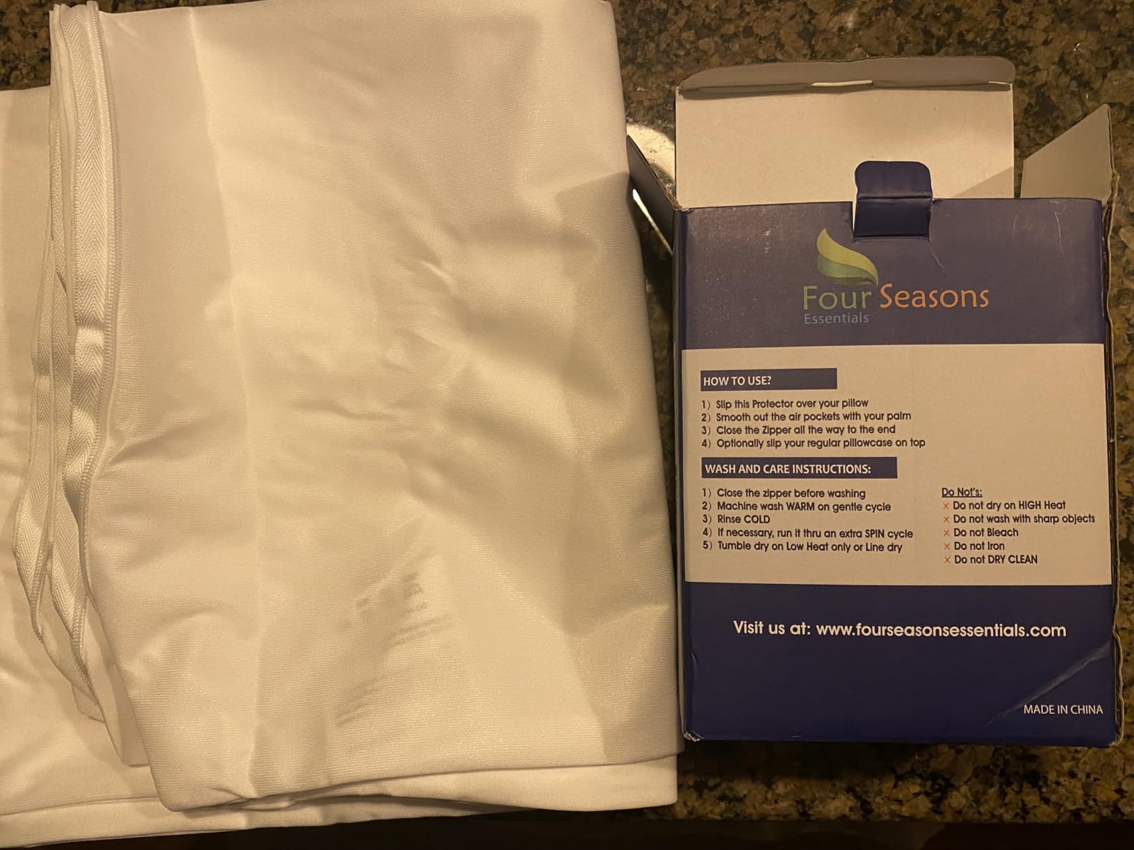Four Seasons Essentials Standard Pillow Protectors (Set of 2) - Zippered Waterproof Pillow Covers Hypoallergenic Dust Proof Pillowcase Encasement Cover customer photo 2