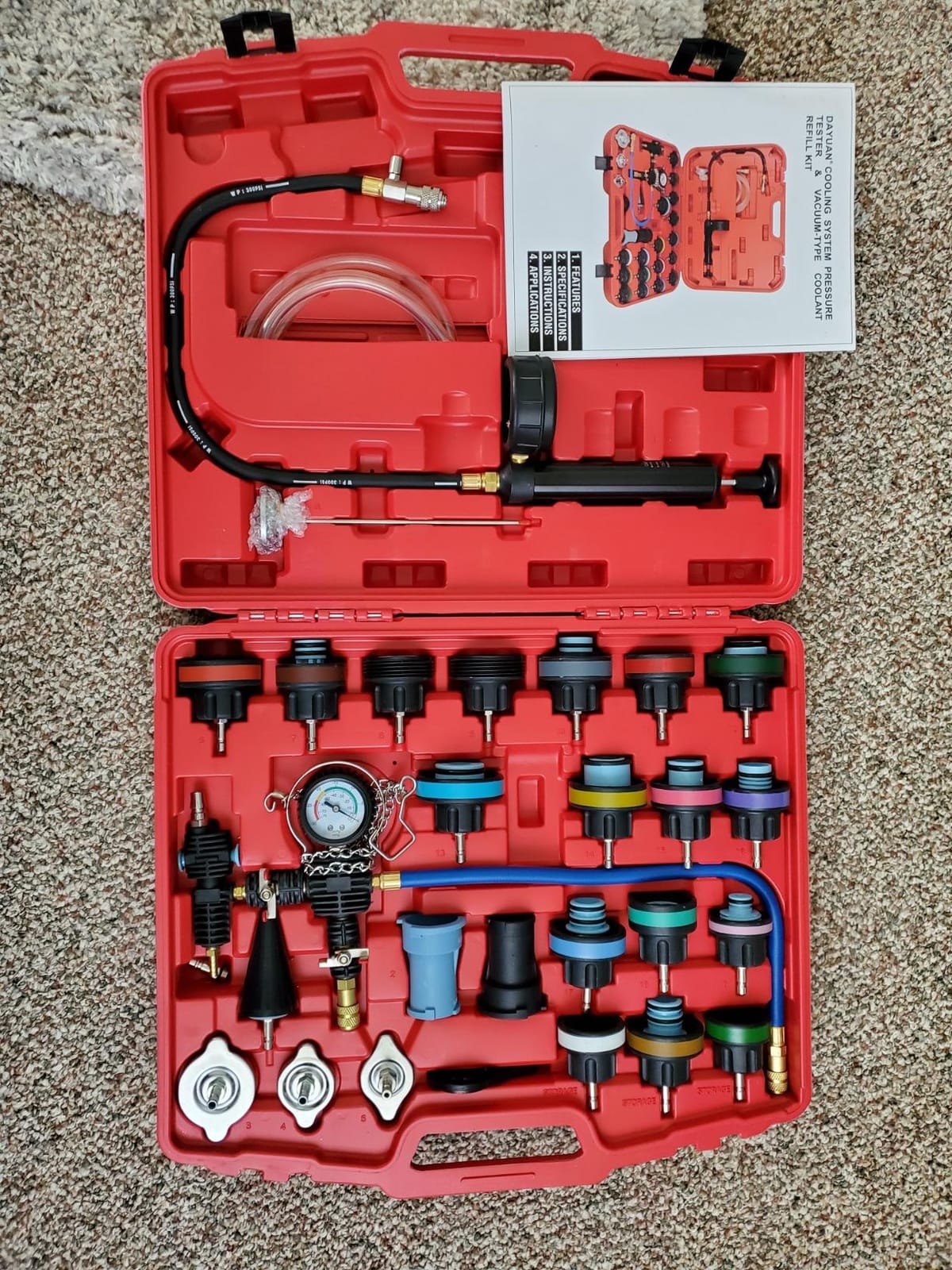 DAYUAN 28Pcs Universal Radiator Pressure Tester Kit Coolant Pressure Tester customer photo 1
