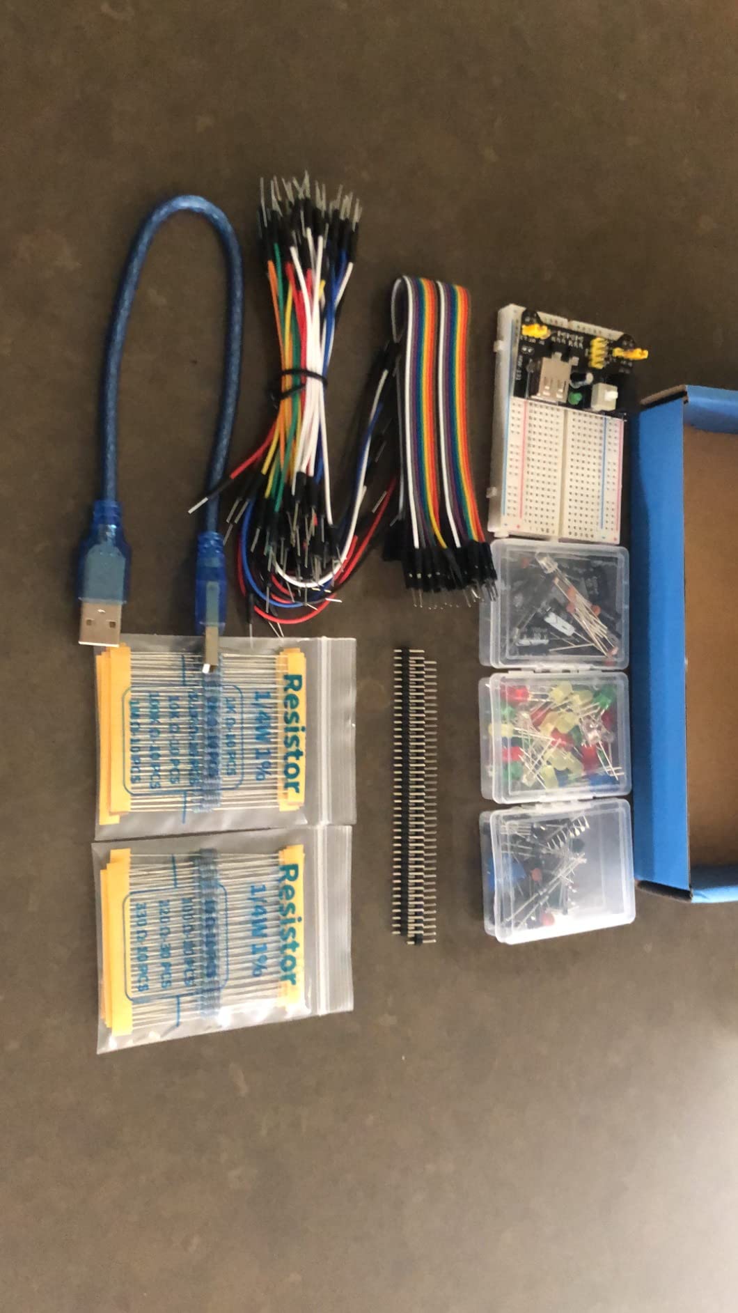 REXQualis Electronics Basic Kit w/Power Supply Module, Breadboard, Jumper Wire, LED, Resistor, comes with more than 300pcs sensors and components for fun and simple electronic projects customer photo 2