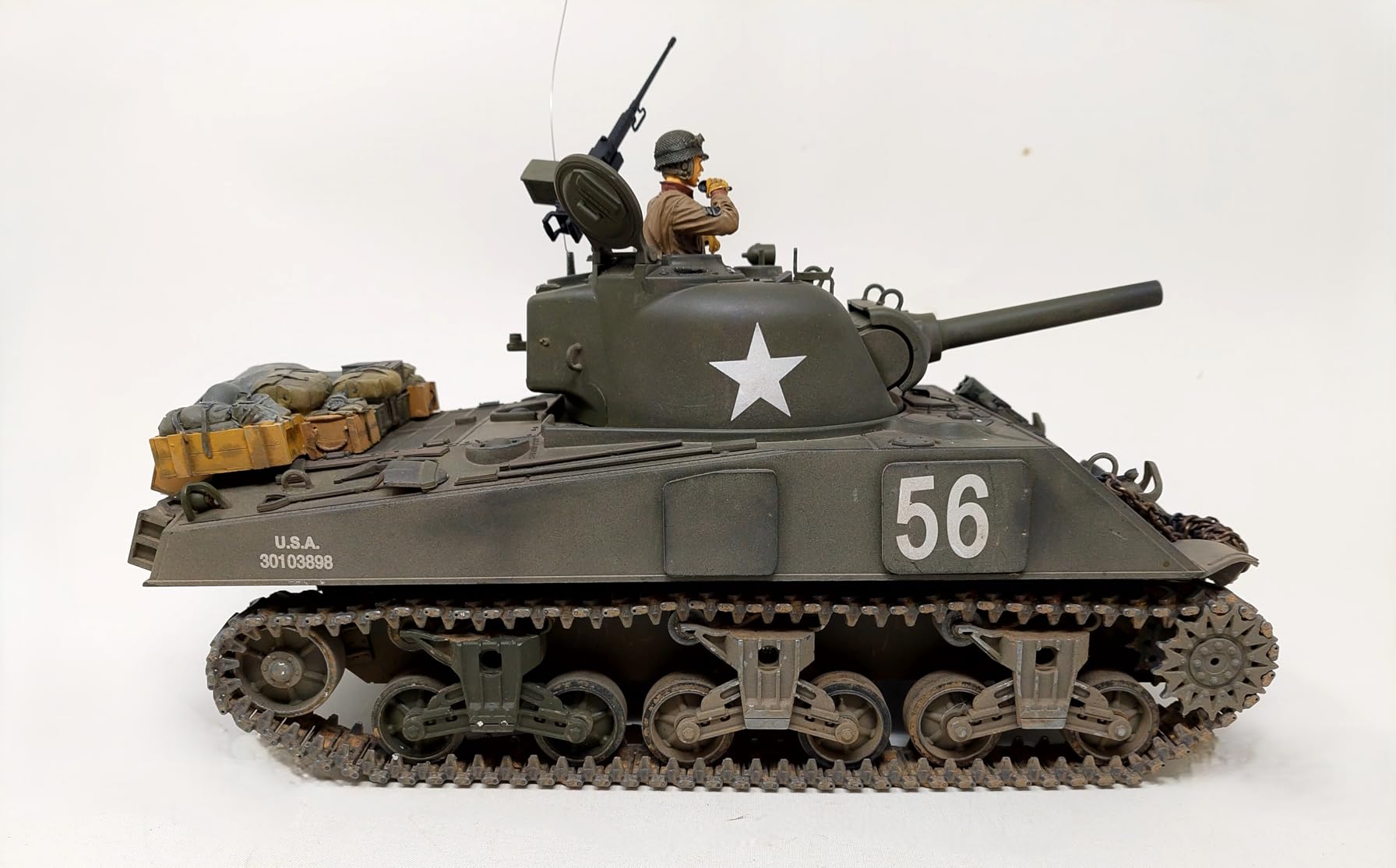 Modified TK7.0 Edition 1/16 2.4ghz Remote Control US M4A3 Sherman Tank Model(360-Degree Rotating Turret)(Steel Gear Gearbox)(3800mah Battery)(Metal Tracks &Sprocket Wheel & Idle Wheel) customer photo 1