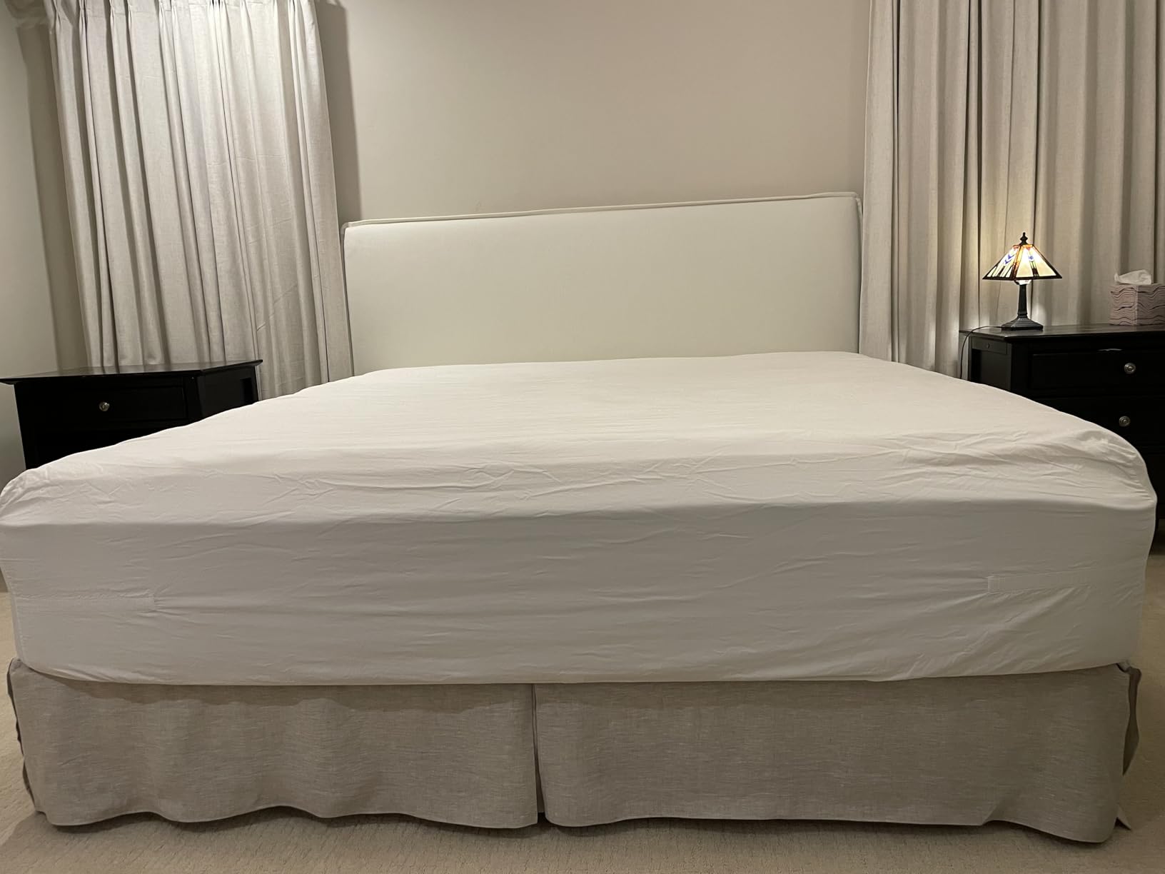 Simple&Opulence Belgian Linen Bed Skirt with Classic 14 inch Tailored Drop Dust Ruffle, Easy Fit Breathable Premium Natural Flax- Basic Linen, Queen customer photo 1