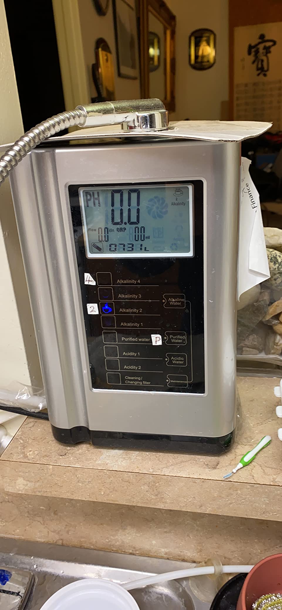 Alkaline Water Ionizer Machine 729, Built-in a Filter, Produces pH 4-10.5 Water, 7 Water Settings, Up to -570mV ORP, 8000L Per Filter, Silver customer photo 2