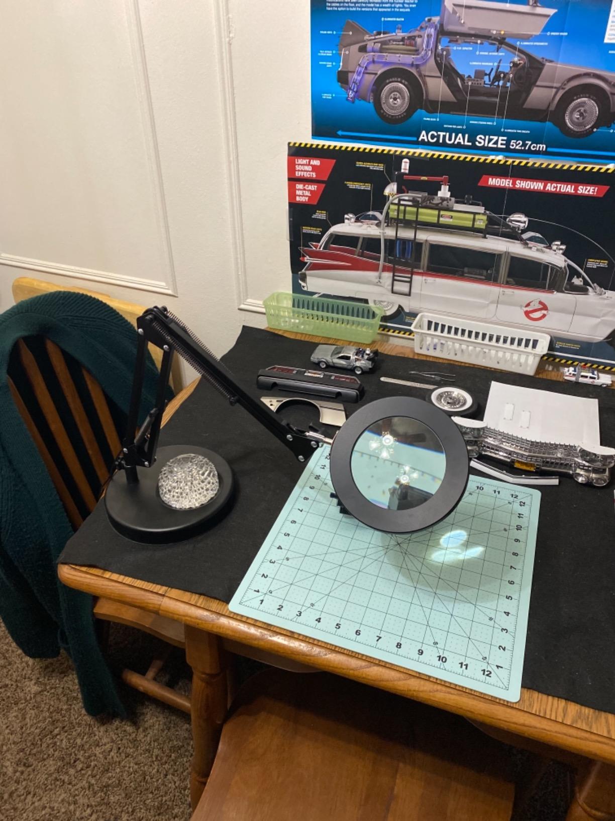 KIRKAS Magnifying Glass with Light and Stand, 12X 9.06in Clamp & Base customer photo 1