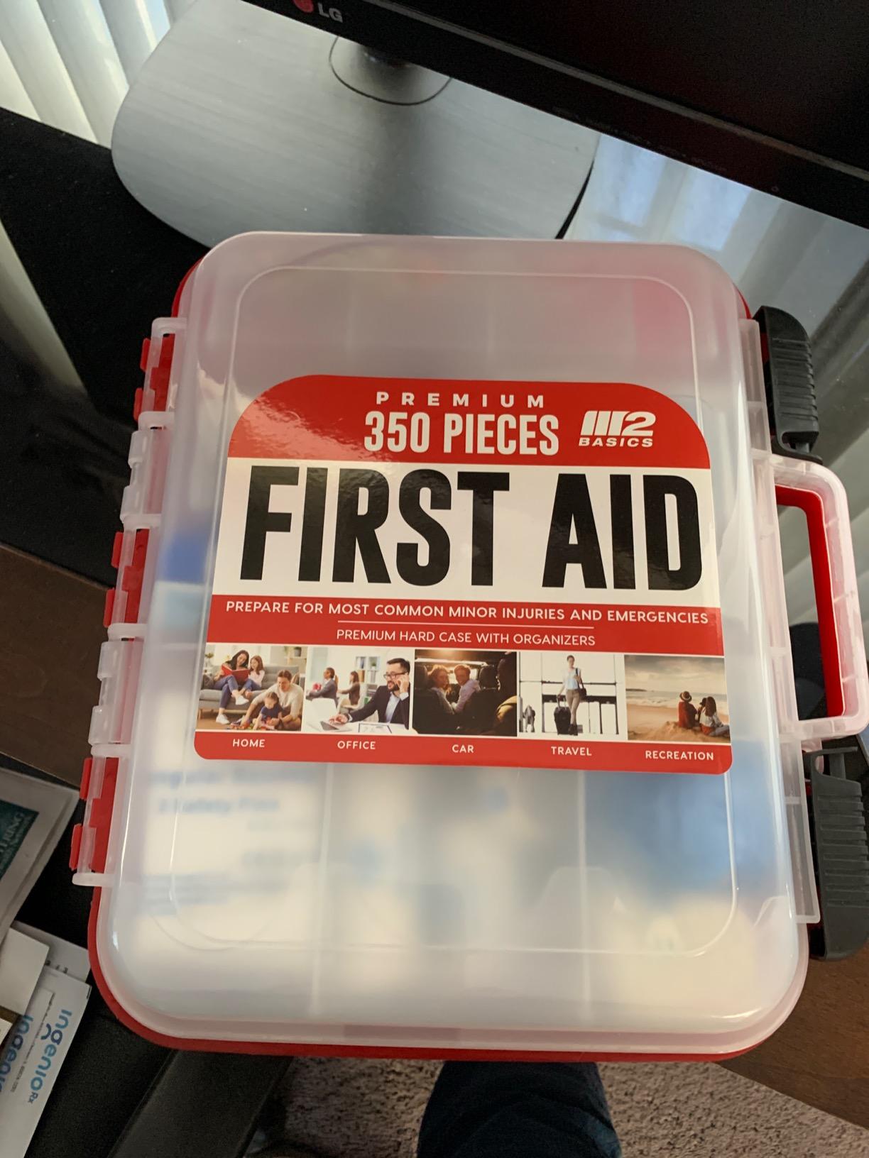 M2 BASICS 350 Piece Professional Wall-Mount First Aid Kit, Home, Business customer photo 1