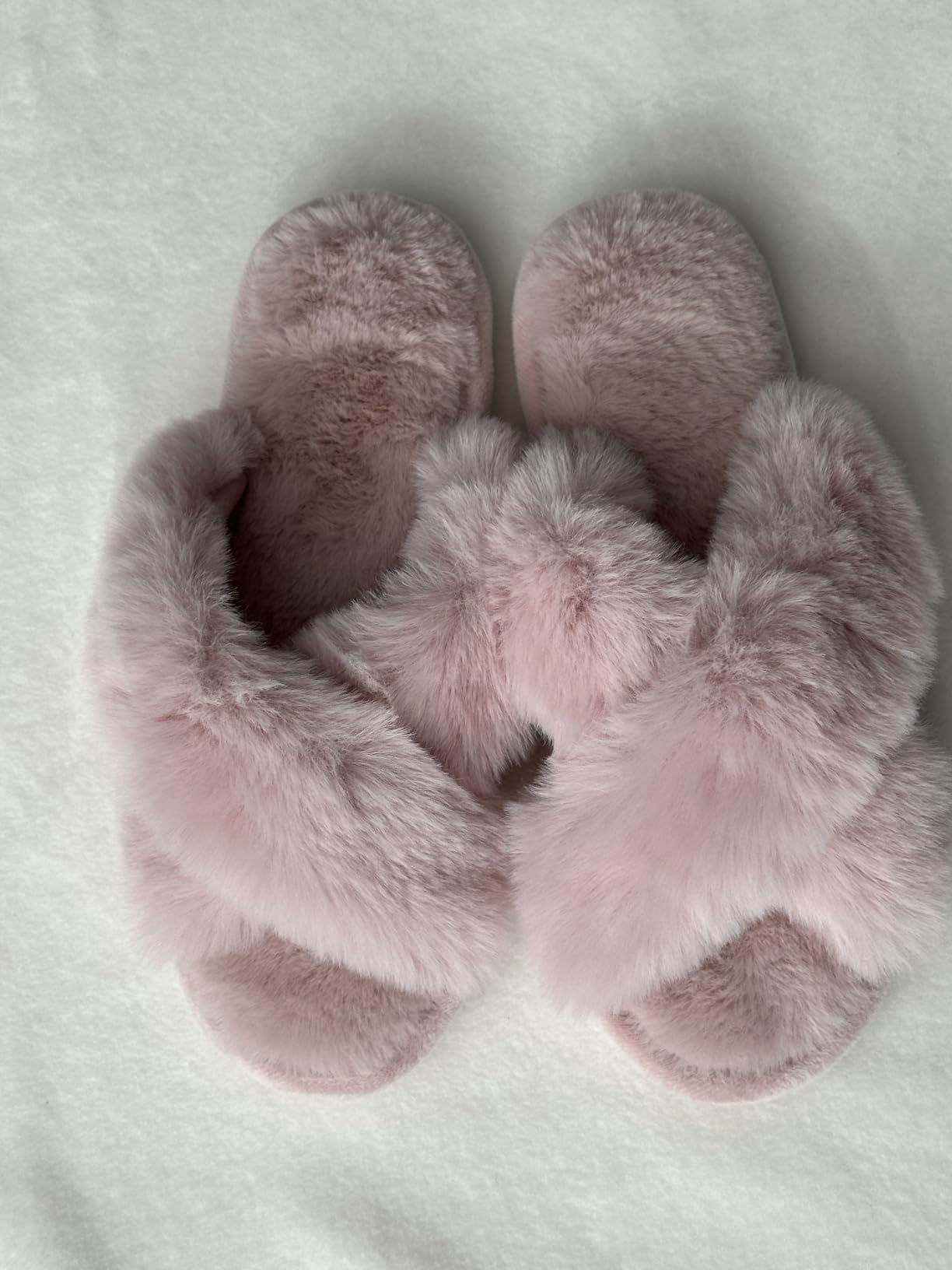 Parlovable Women's Cross Band Slippers Fuzzy Open-Toe Memory Foam | Soft Faux Fur Indoor Slippers for Women, Non-Slip Rubber Sole, Cozy Gifts for Ladies, Moms and Bridesmaids customer photo 2