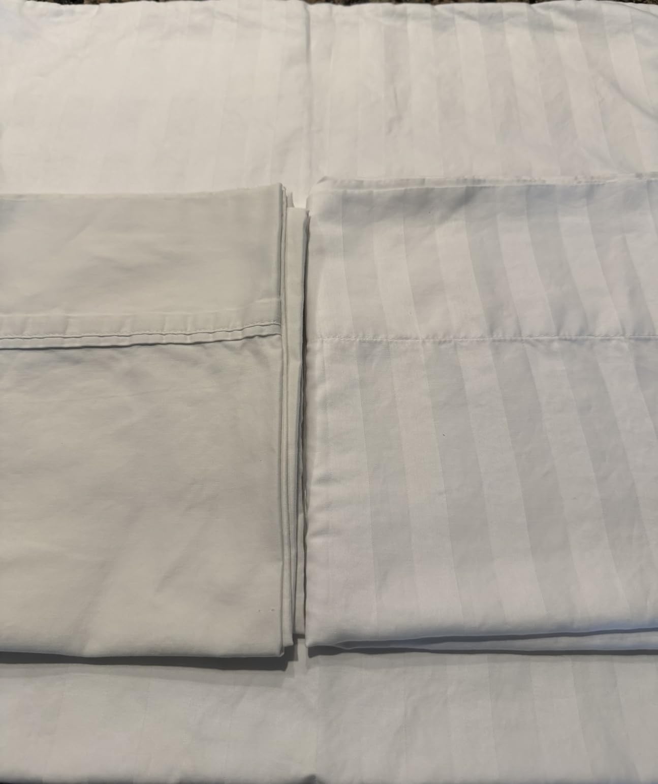 Luxury Split King Sheets Set For Adjustable Bed, 100% Cotton 500 Thread Count Sateen, Snug Fit, Set with Twin-XL Fitted Sheets, Damask Stripe Bedsheets (Split King, Stripe - Light Blue) customer photo 1