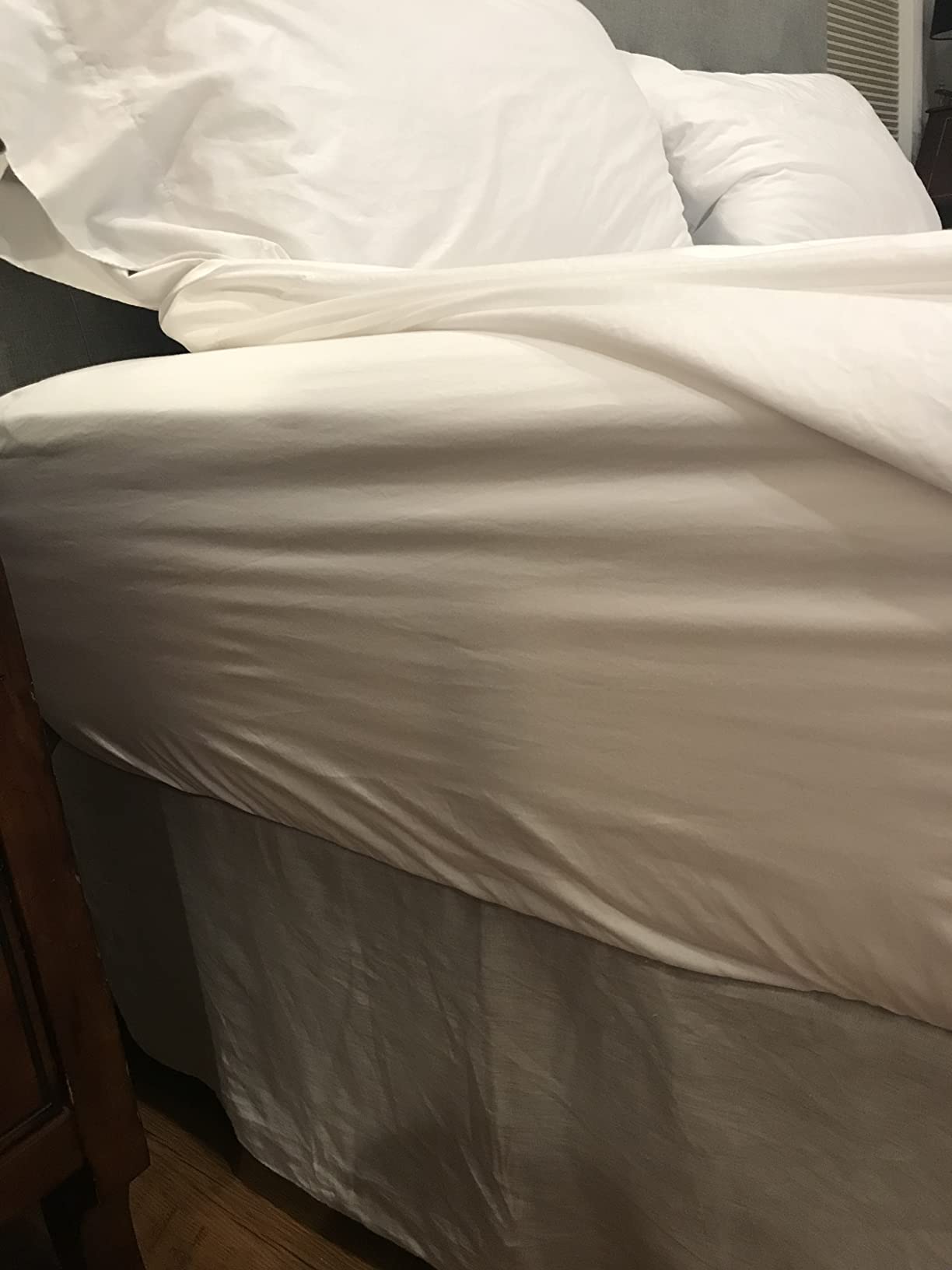 Luxury Split King Sheets Set For Adjustable Bed, 100% Cotton 500 Thread Count Sateen, Snug Fit, Set with Twin-XL Fitted Sheets, Damask Stripe Bedsheets (Split King, Stripe - Light Blue) customer photo 2