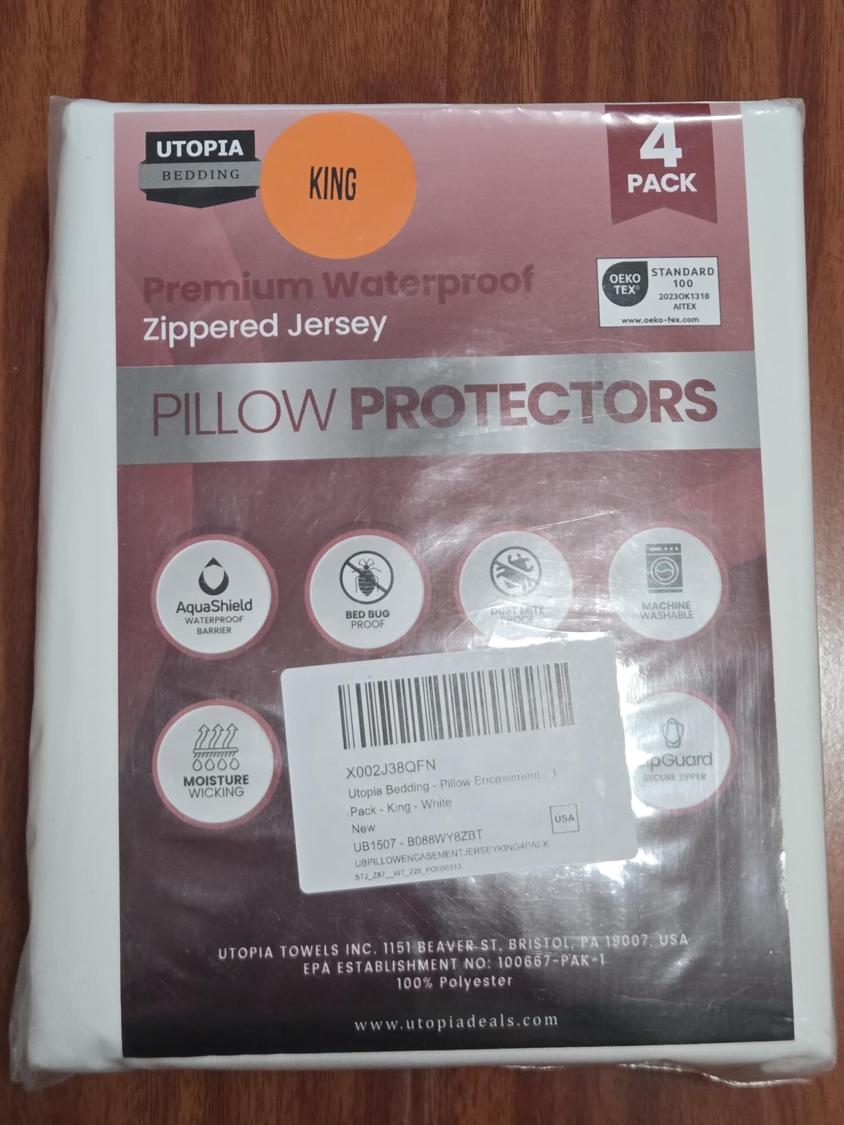 Set of 2 Pillow Protectors with Zipper Standard Size, Pillow Covers | Ultra Soft Pillow Encasements, Bed Bug & Dust Mite Proof, Moisture Wicking and Waterproof Pillow Cases by Utopia Bedding customer photo 2
