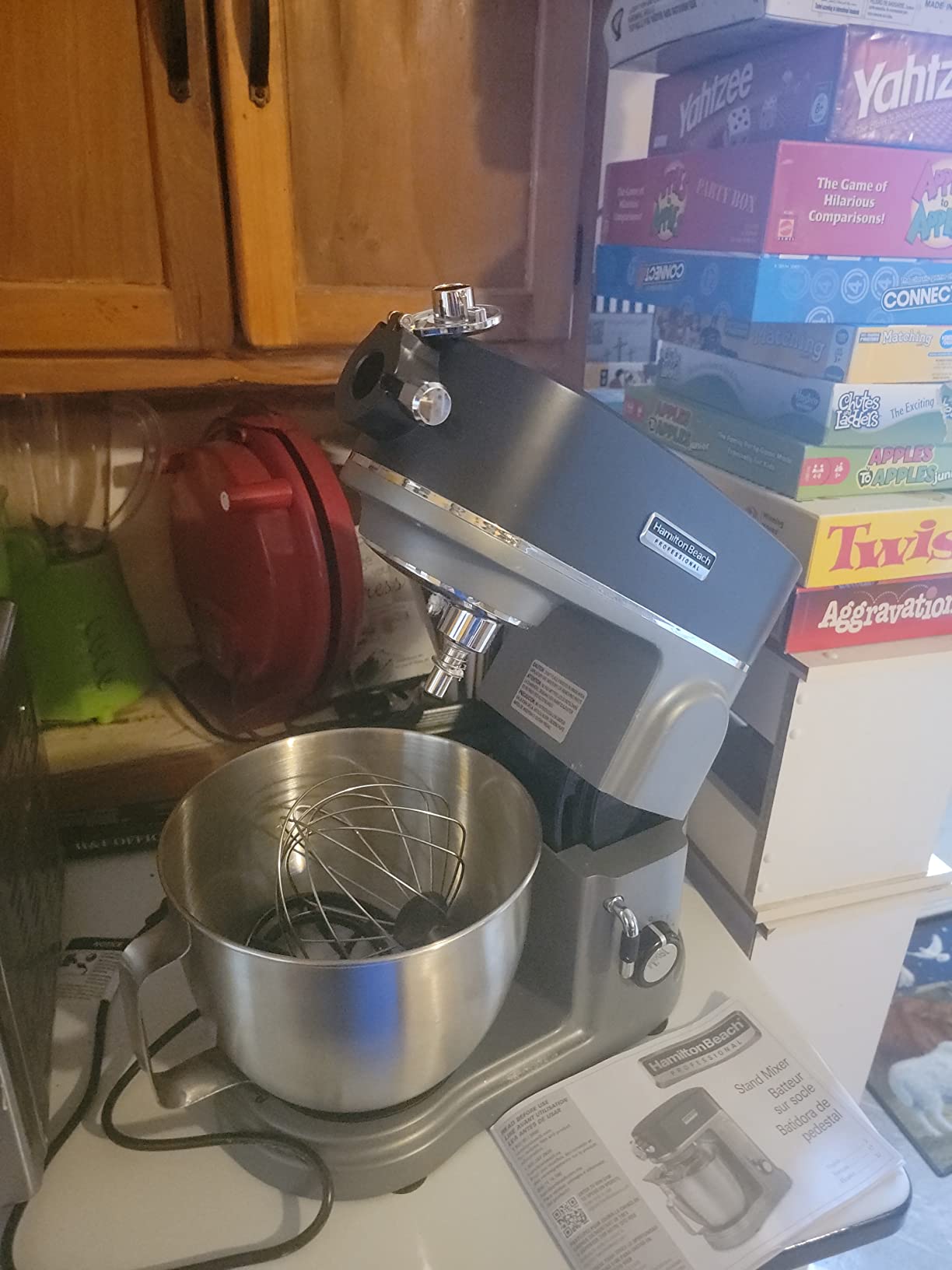 Hamilton Beach Professional All-Metal 5 Qt Stand Mixer With 12 Speeds | Stainless Steel Bowl | 450 Watts | Attachment Hub | Flat Beater, Dough Hook, Whisk | Tilt-Back Head customer photo 1