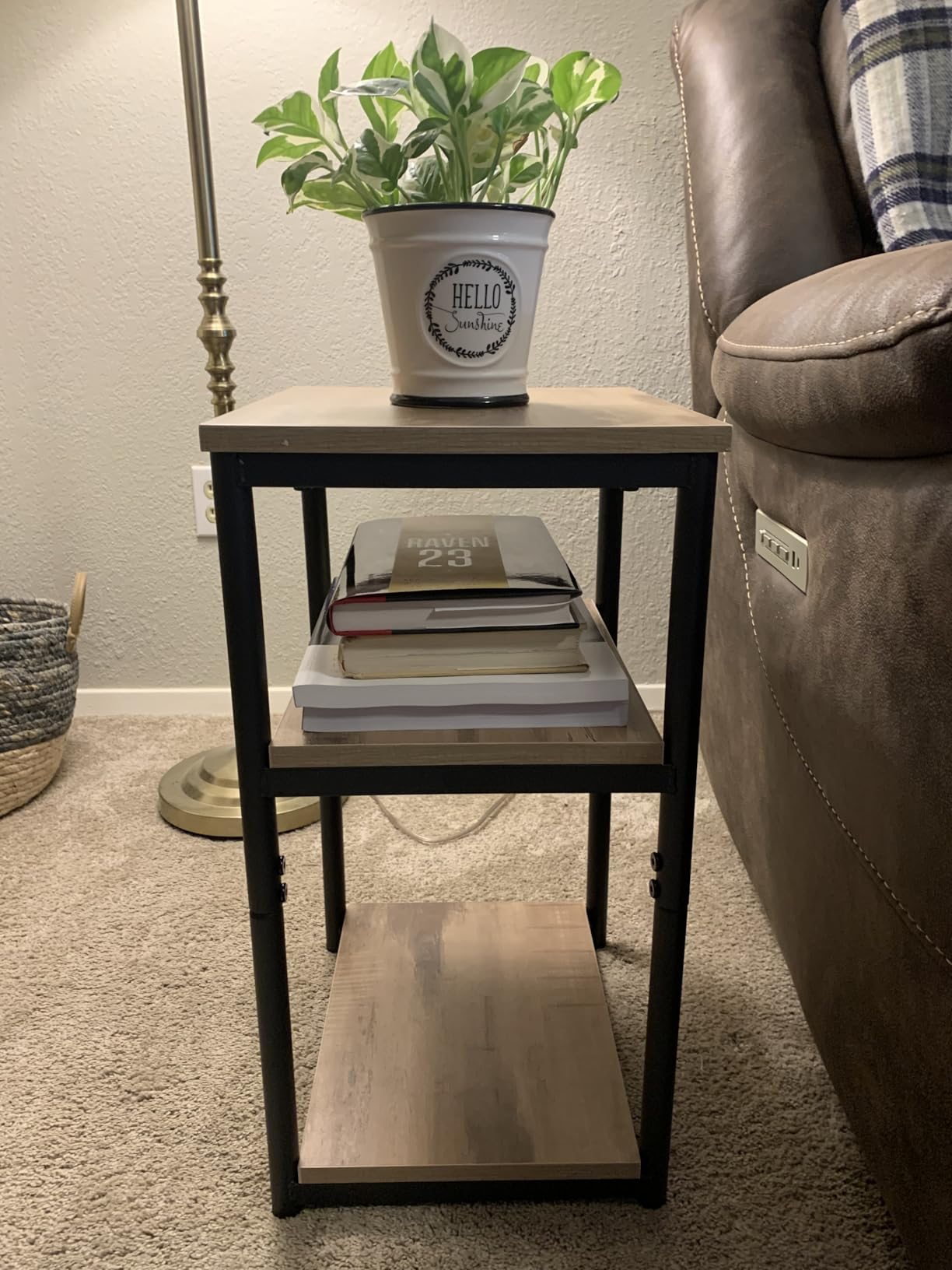 VASAGLE Side Table, Small End Table, Tall Nightstand, Steel Frame | For Living Room, Bedroom, Office, Bathroom, Rustic Brown and Ink Black ULET273B01 customer photo 2
