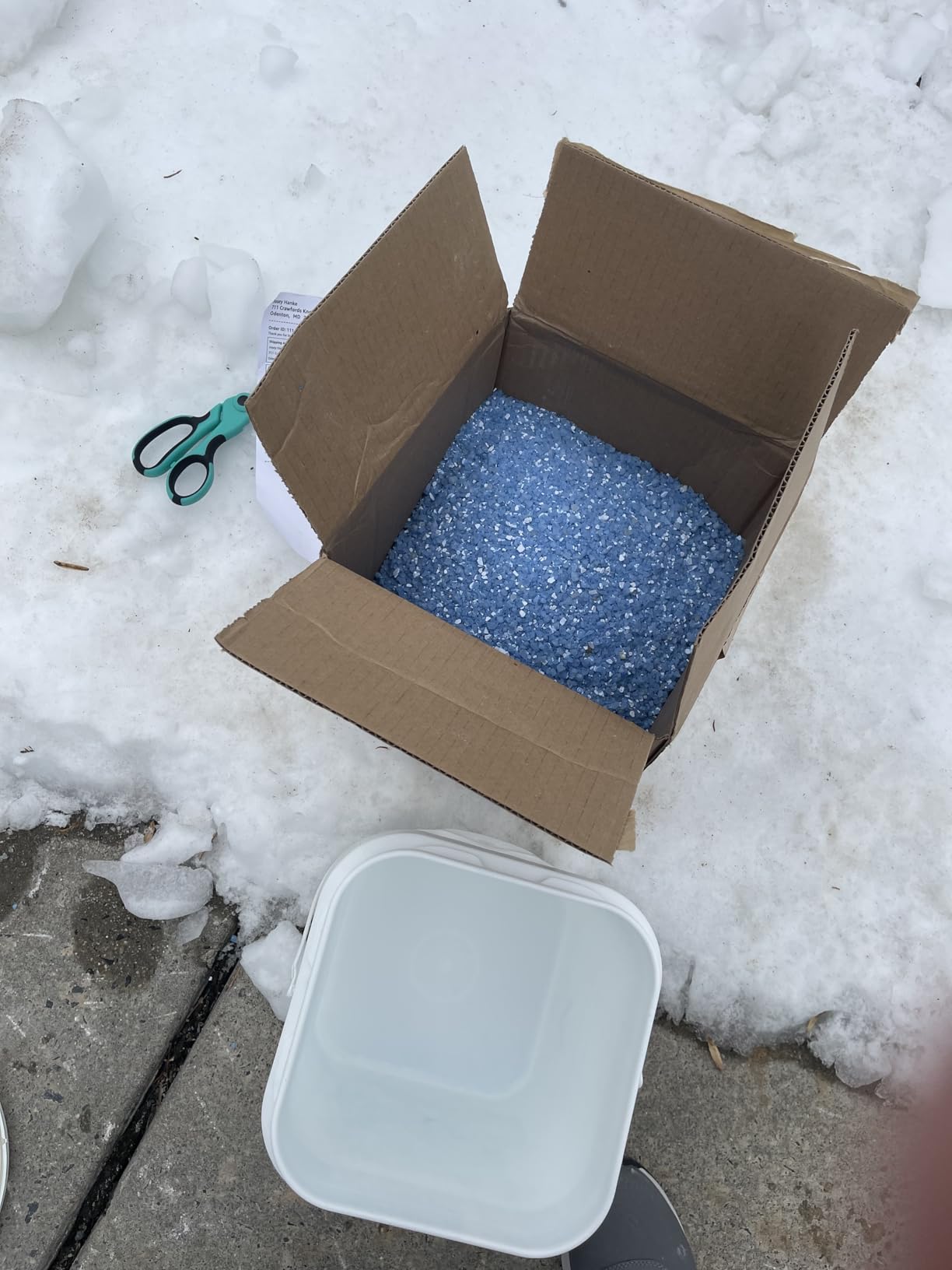 National Blue Ice Melt and Snow Salt 35lb Bucket - Fast Acting Ice Melter - Pet, Plant and Concrete Friendly, Environmentally Safe - Free of Magnesium Chloride - Melts to -15°F customer photo 1