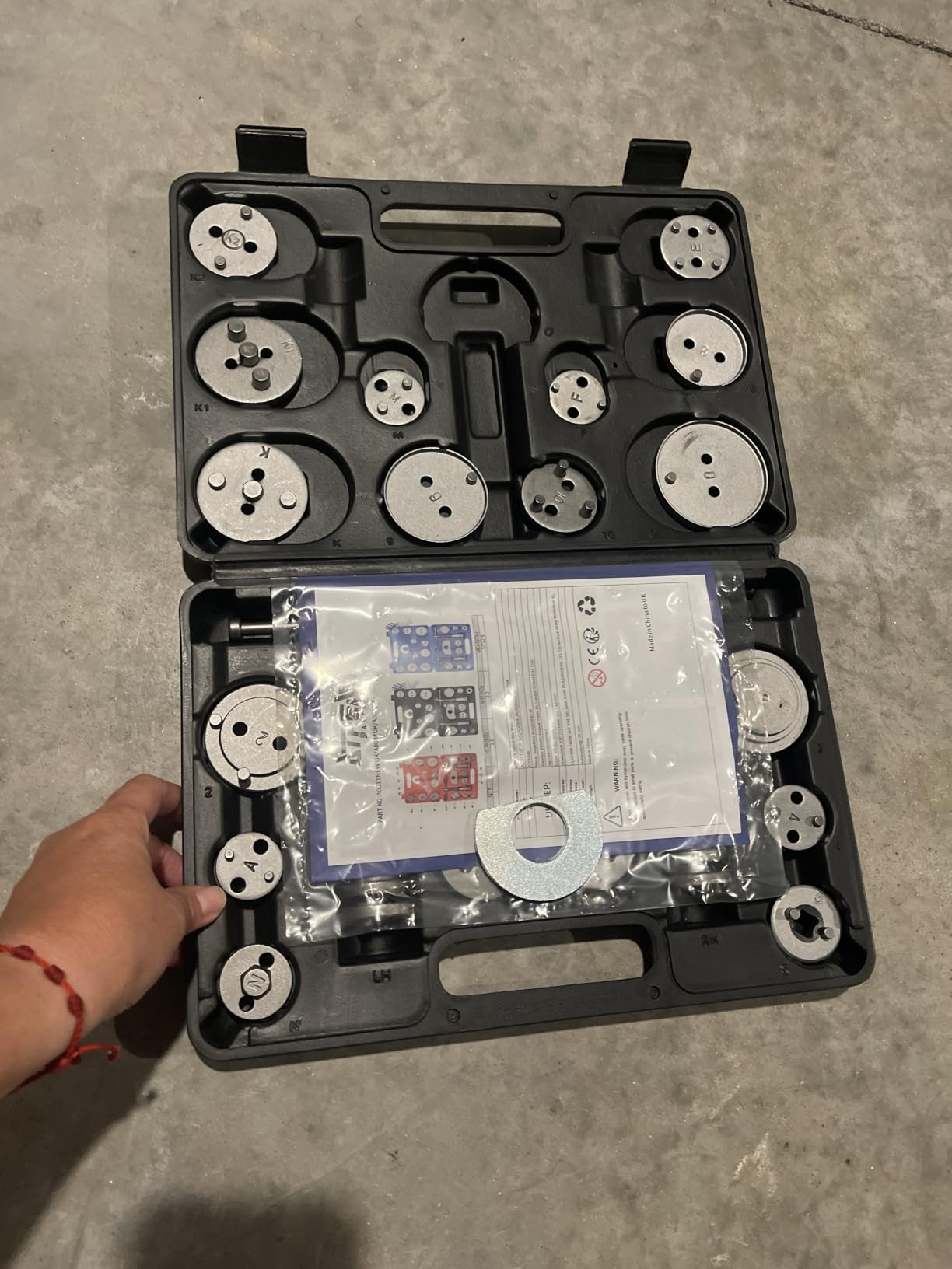 ATPEAM Brake Caliper Compression Tool, Brake Caliper Wind Back Tool | 24PCS piston winder for DIY pad change, left right thrust bolt, 18 disc adapters, brake hanger included, piston press customer photo 1