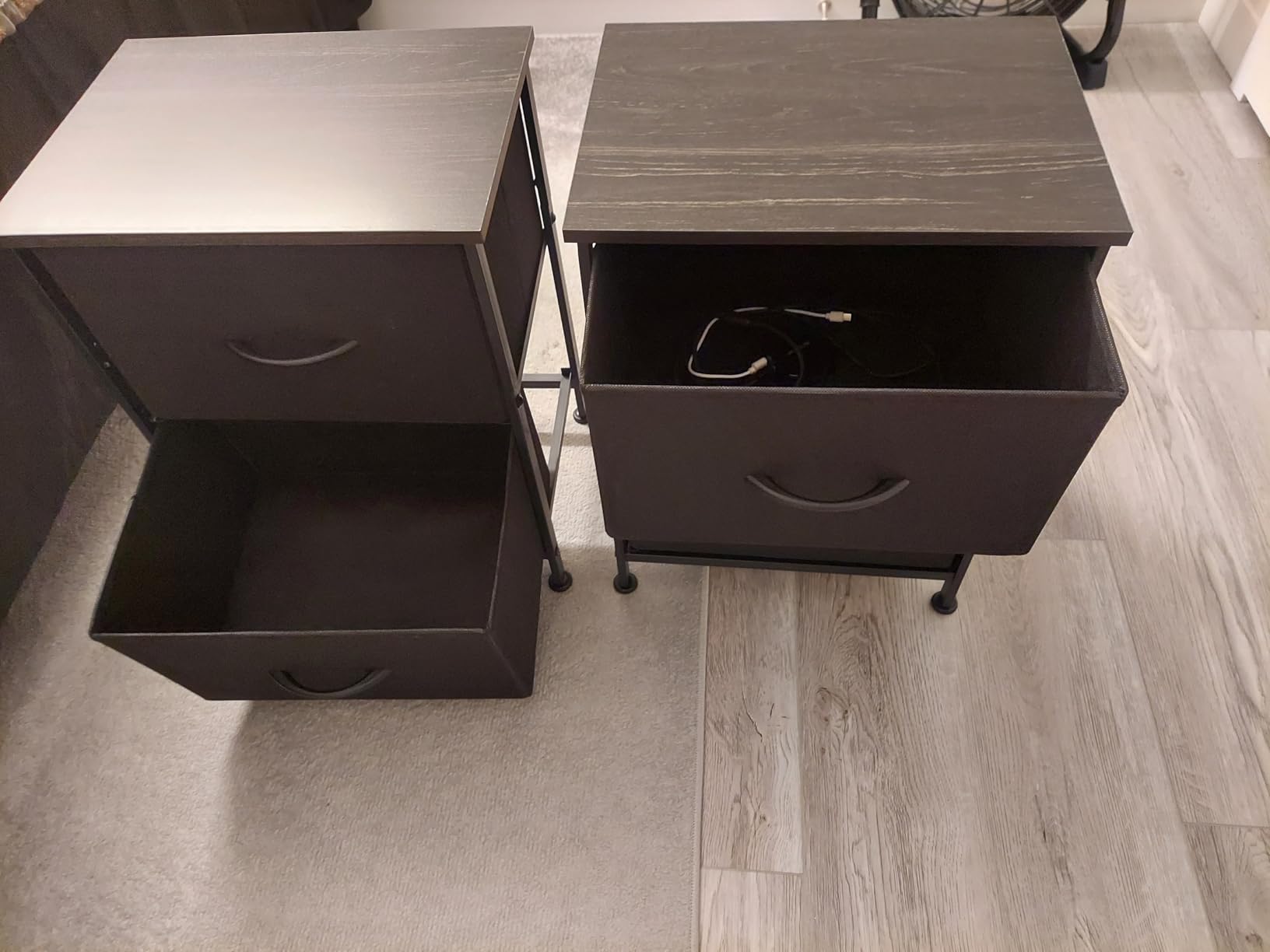 WLIVE Night Stand, Small Dresser with 2 Drawers & Wooden Top, Nightstand with Fabric Bins, Bedside Table End Table for Bedroom, Closet, Entryway, College Dorm, Rustic Brown customer photo 1