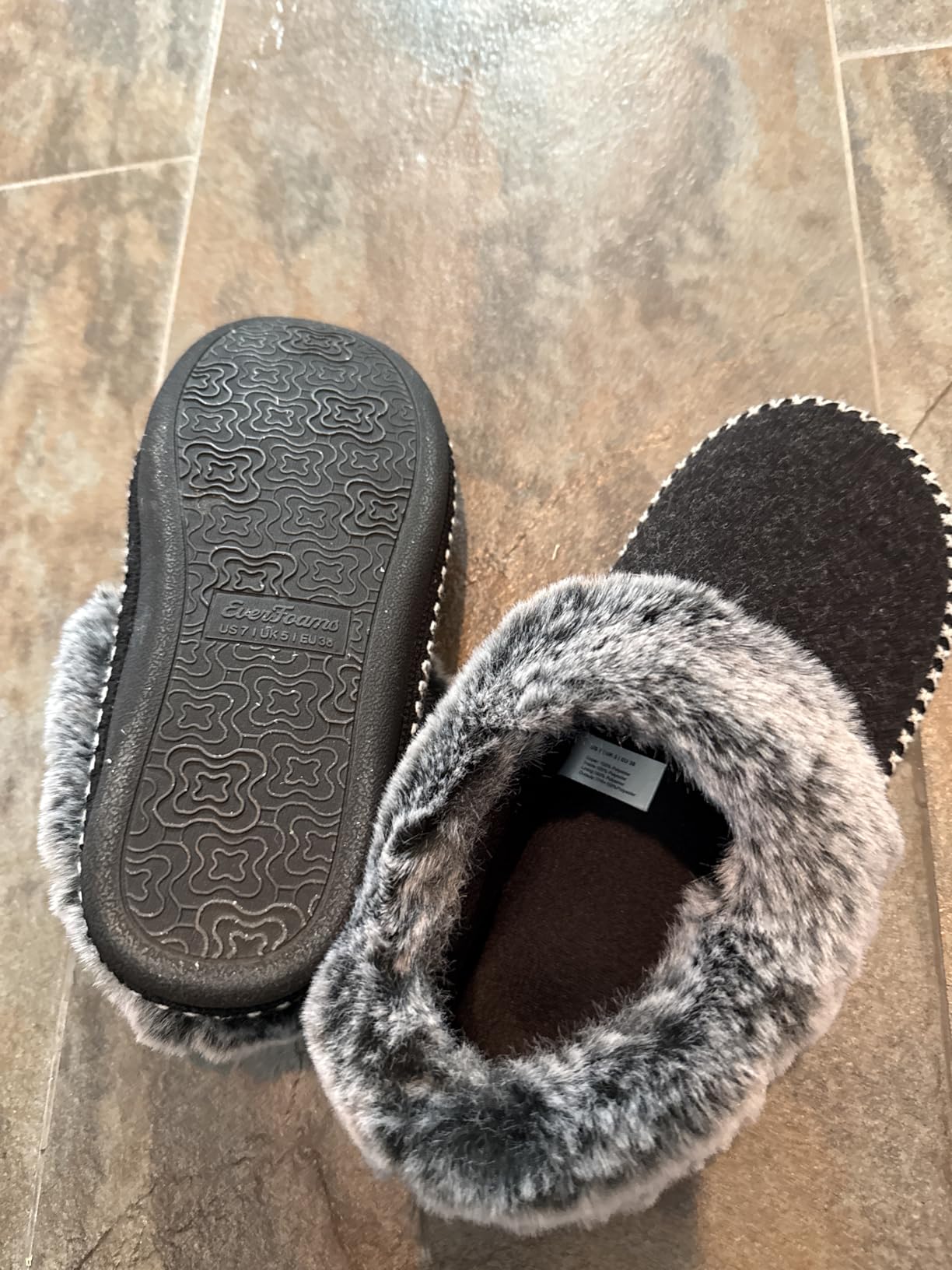 EverFoams Women's Bootie Slippers Warm Soft House Shoes with Fluffy Collar | Comfy,Memory Foam,Non-slip,Indoor,outdoor,Cozy,Fuzzy faux fur,foot support cushion,durable,fleece lining customer photo 1