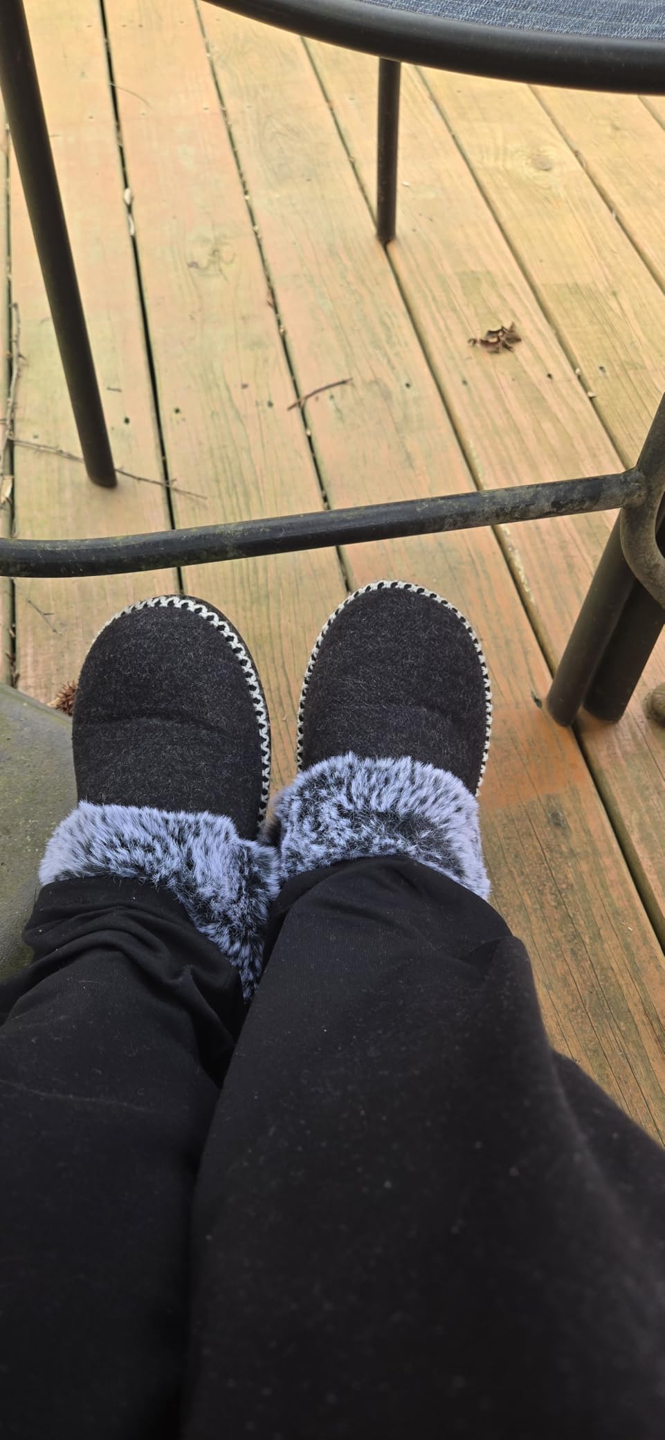 EverFoams Women's Bootie Slippers Warm Soft House Shoes with Fluffy Collar | Comfy,Memory Foam,Non-slip,Indoor,outdoor,Cozy,Fuzzy faux fur,foot support cushion,durable,fleece lining customer photo 2