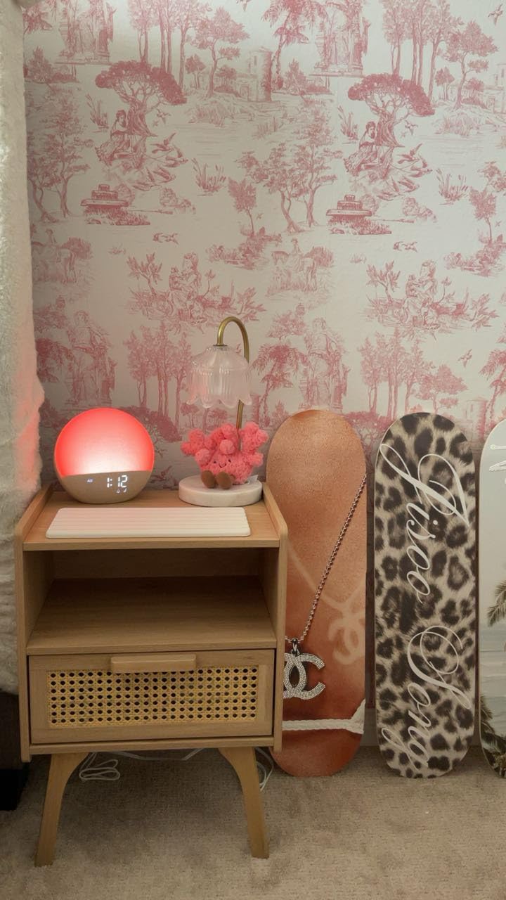 Lerliuo Rattan Nightstand, Boho Side Table with Drawer Open Shelf, Cane Accent Bedside End Table with Solid Wood Legs for Bedroom, Dorm and Small Spaces (Natural) customer photo 2