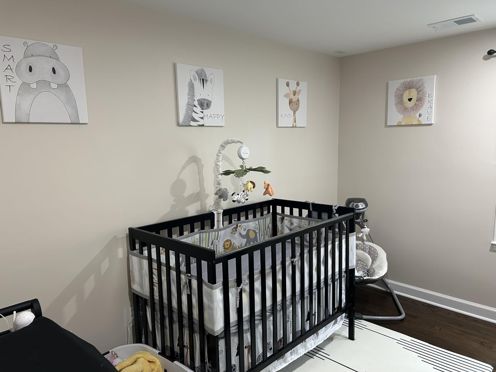 Oudain 4 Piece Safari Animal Crib Bedding Set with Skirt Blanket Sheet | Woodland Forest Theme for Boys Girls, Quilted Soft Neutral Colors, Diaper Stacker Organizer, Standard Nursery Size customer photo 2
