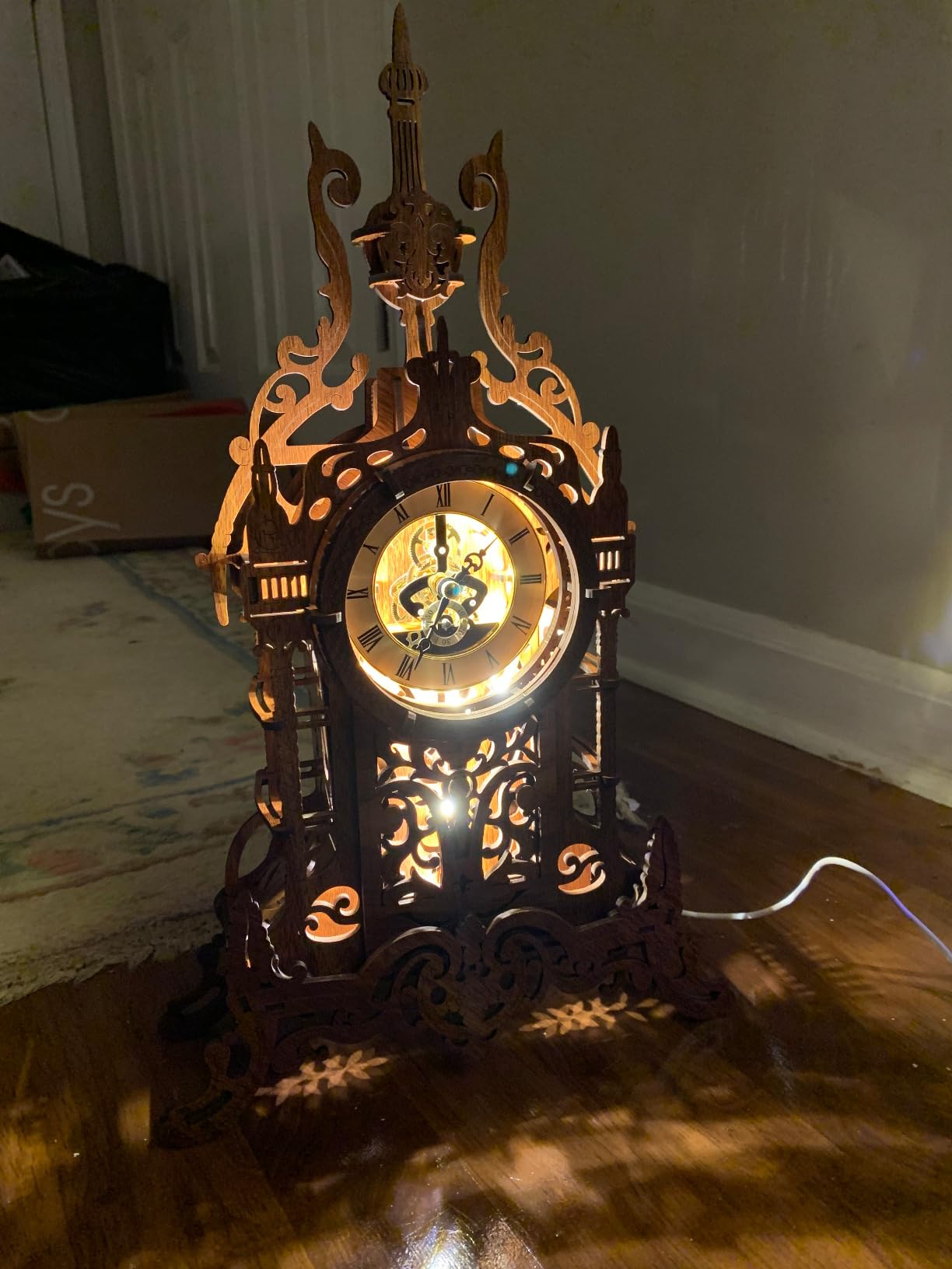 FUNPOLA LED 3D Wood Puzzle Clock Tower, 3D Puzzle Building Model, 3D Home Décor Puzzle DIY 3D Clock Kit for Adults (LED-WTC02) customer photo 2