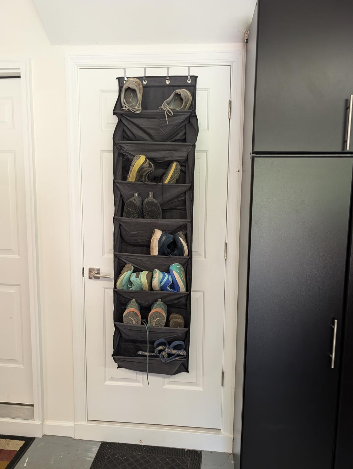 SLEEPING LAMB Over The Door Shoe Organizer for Closet with Large Deep Pockets, Narrow Shoe Rack for Door Hanging Boots Storage, Black customer photo 2