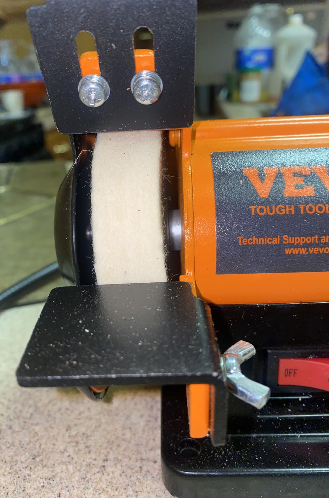 VEVOR Bench Buffer Polisher, Bench Buffer Grinder Polishing & Buffing Machine for Metal/Jewelry/Wood/Jade/Plastic/Silver DIY, with Wool/Abrasive Fiber Wheel/Grinding Wheel,100pcs Tools, 3590RPM customer photo 2