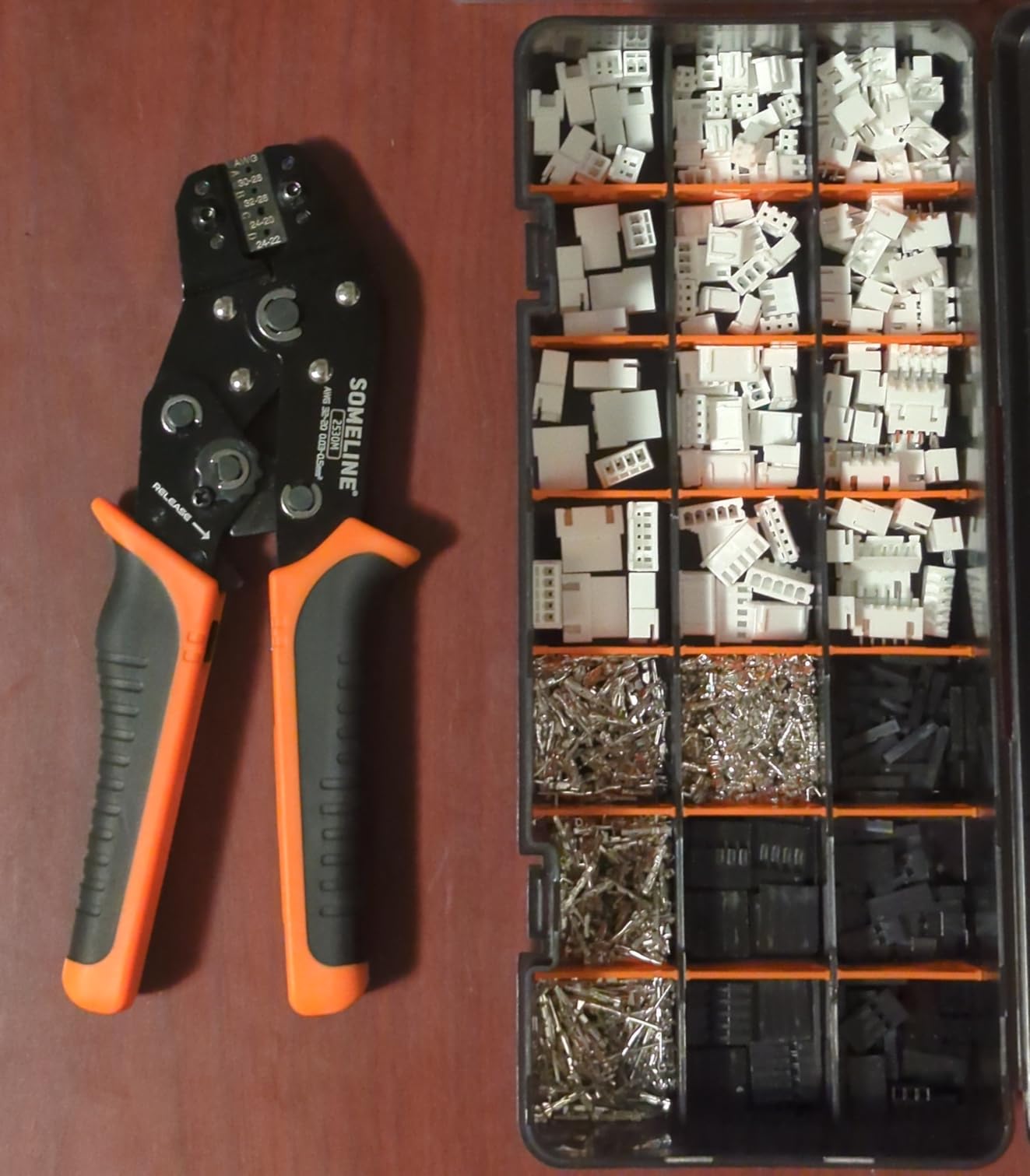 SOMELINE Crimping Tool Connector Kit, 37 Types JST-XH/SM/SYP 2.5mm & Dupont 2.54mm Connectors, 32-20 AWG Ratchet Crimper for JST & Dupont - Assortment for DIY Electronics, RC Models, and 3D Printing customer photo 1
