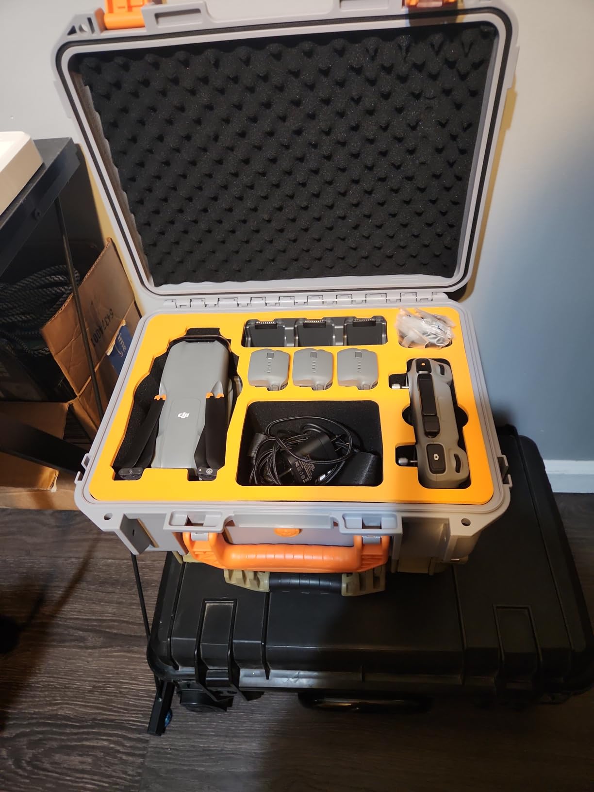 Hard Case for DJI Air 3S/3 Drone - Large Carrying Case with Custom Foam | Waterproof Storage Box for DJI Air 3s/Air 3 Fly More Combo Accessories, Fits for RC 2/RC-N2/RC-N3, Grey Case Only customer photo 1