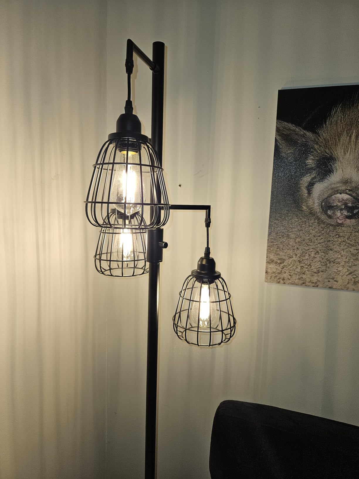 9MMML Floor Lamp for Living Room, Farmhouse Industrial Dimmable Floor lamp,3 Lights Metal Cage Tree Standing Lamp,68