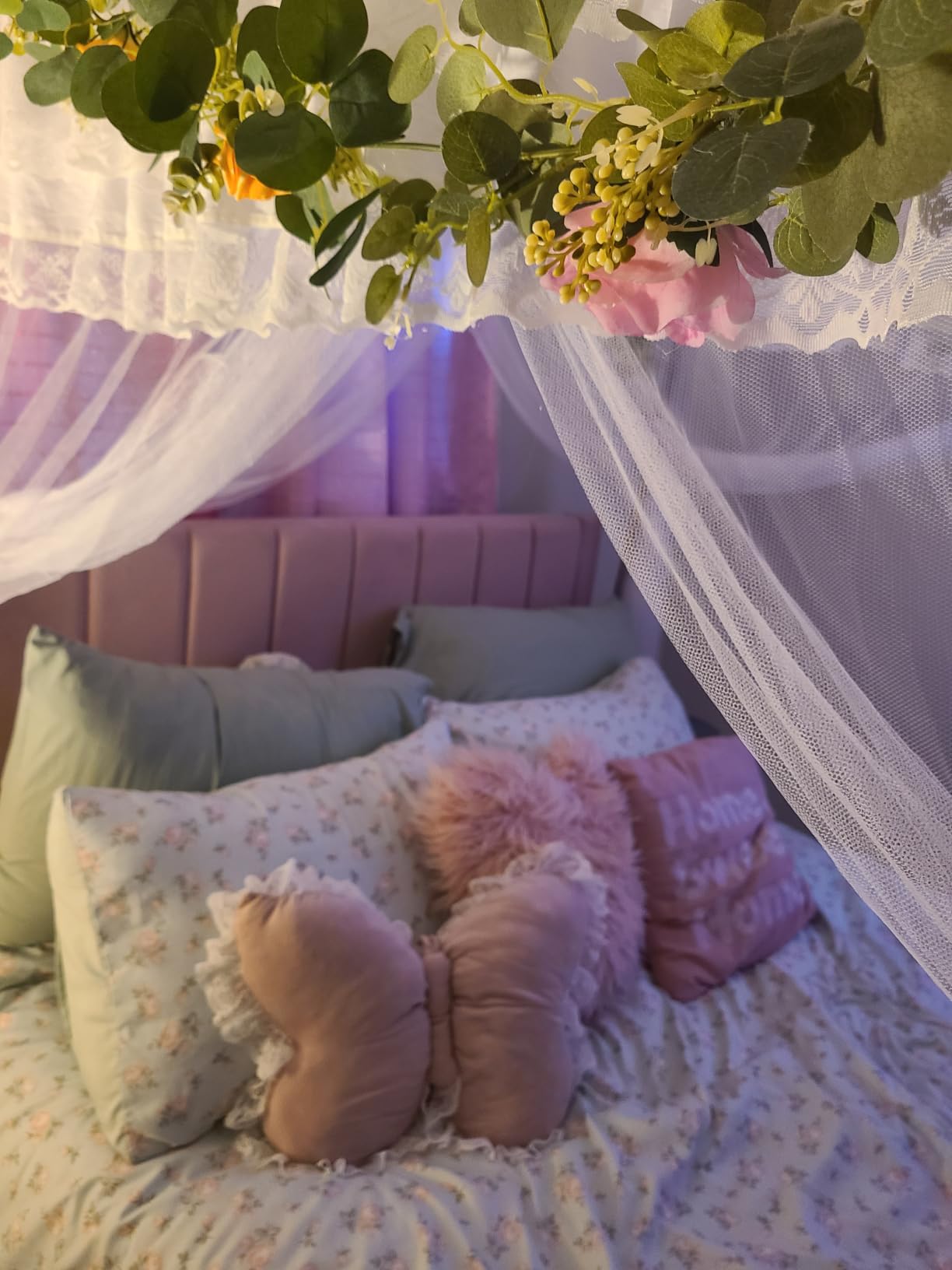 Wake In Cloud - Coquette Duvet Cover Set, Floral Cottagecore Flower Shabby Chic Cute Aesthetic, Soft Lightweight Bedding for Women Teen Girls, 3-Piece, Pink, Twin/Twin XL Size customer photo 1