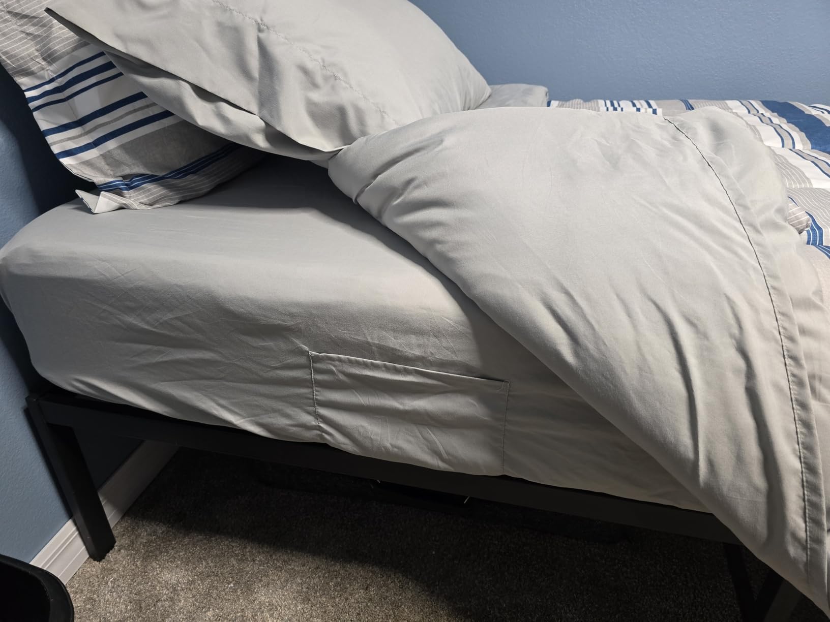 Plaid Full Size Comforter Set Blue Grey 7 Pieces Farmhouse Bed in a Bag | Lightweight Bedding Sets for Boys Girls Teen with Sheets, Pillowcases & Shams customer photo 1