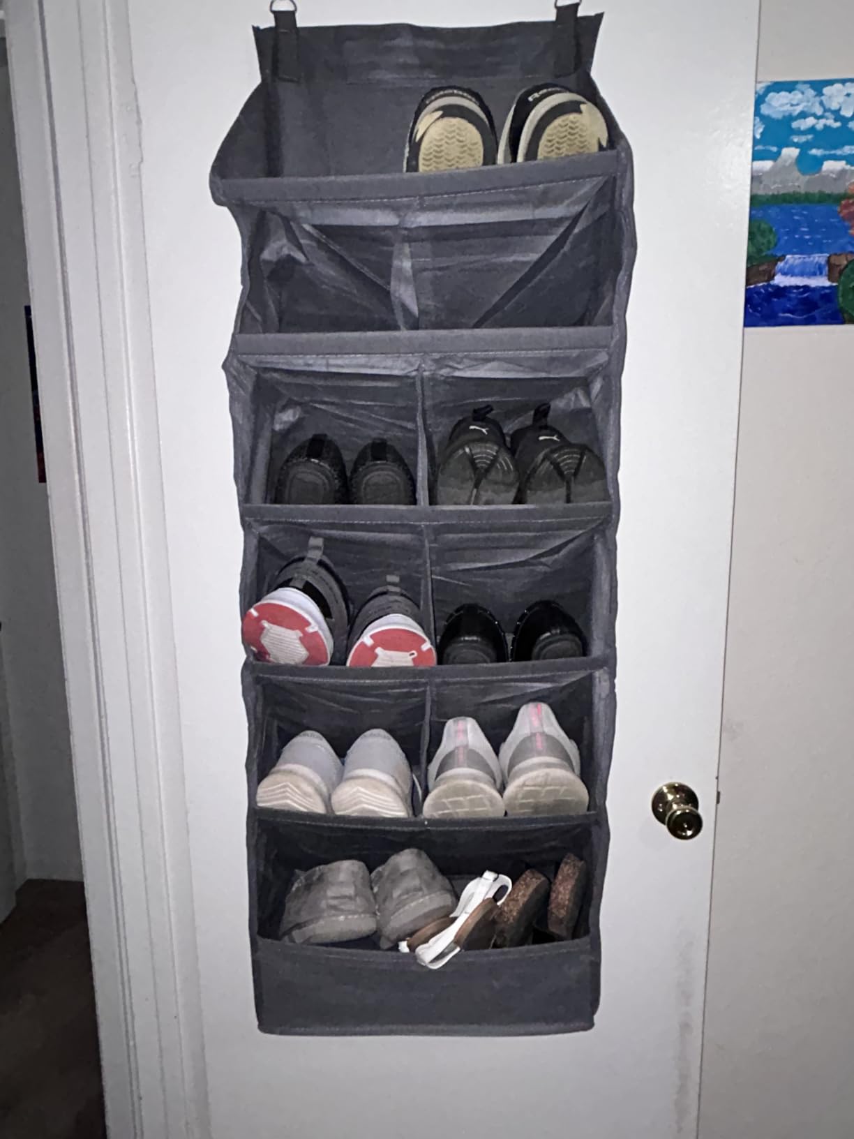 Lifewit 6 Tier Over the Door Shoe Organizer with 11 Large Deep Pockets, Fabric Hanging Shoes Shelf for Closet, Dorm Storage, Fit Up to 12 Pair Shoe Rack Holder for Sneakers, Boots, Gray customer photo 1