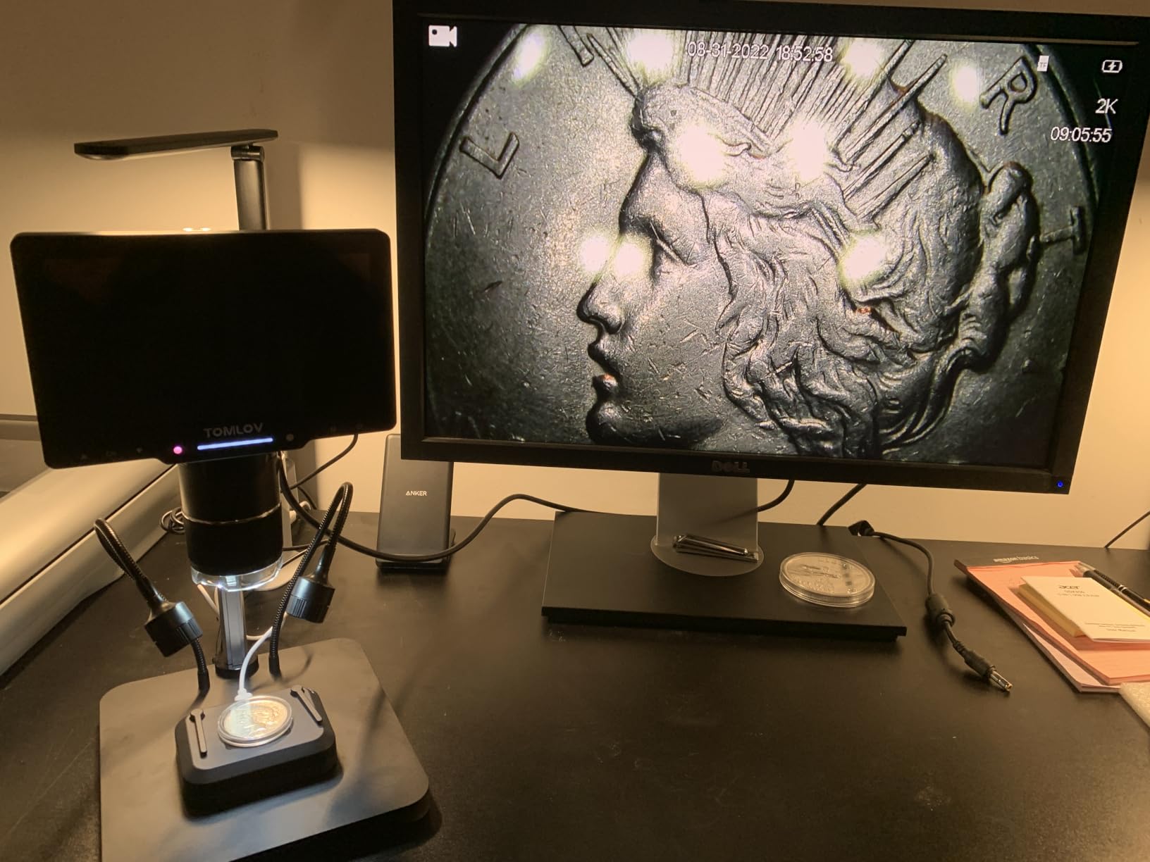 TOMLOV TriL110 3-Lens Digital Microscope 2500X, Full View Coin Magnifier 10