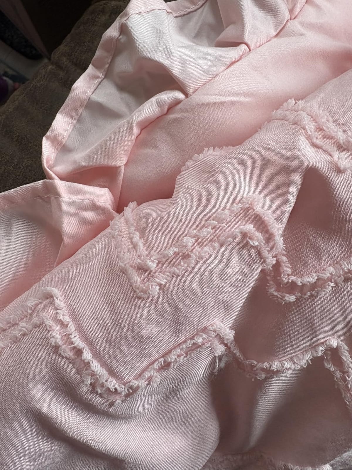 3-Piece Tufted Ruffle Crib Bedding Set for Girls - Ultra Soft Baby Bedding Set Includes Boho Crib Comforter, Sheet & Skirt (Beige) customer photo 1