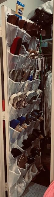 Over the Door Shoe Organizer with 40 Large Breathable Mesh Pockets, Space Saving Shoe Holder, Hanging Shoe Rack for Entryway Bedroom Closet Storage (White, 40 Pockets) customer photo 1