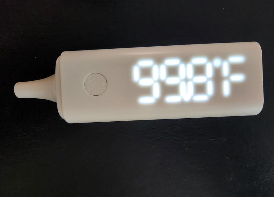 Pet Ear Thermometer, Non-Contact Infrared Temperature Measuring Device with Charging Base, Large Bright LED Screen Accurate Fast Reading Digital Thermometer for Dogs Cats Pets (White) customer photo 2