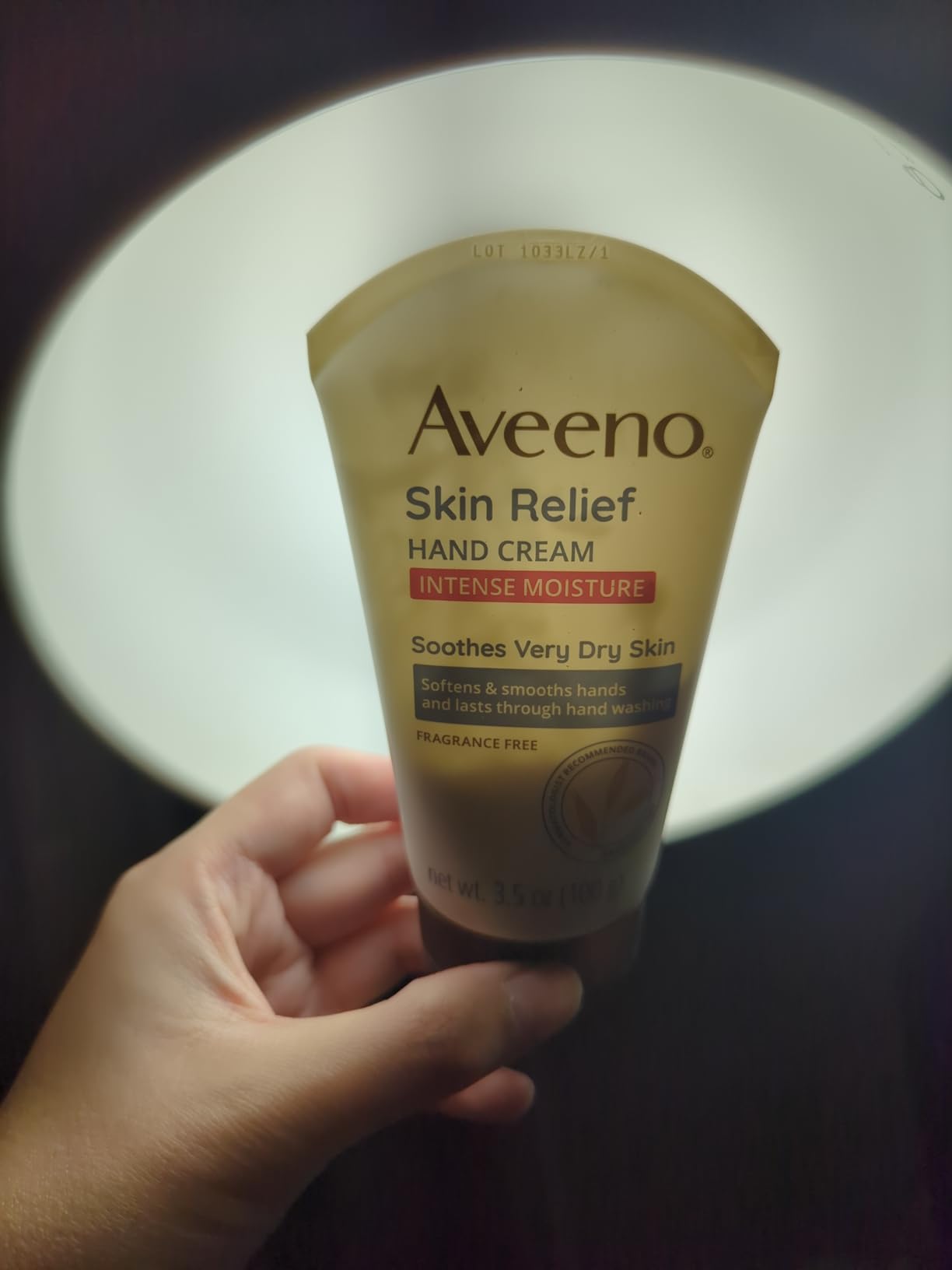 Aveeno Skin Relief Intense Moisture Hand Cream, Fragrance-Free, 3.5 oz customer photo 1
