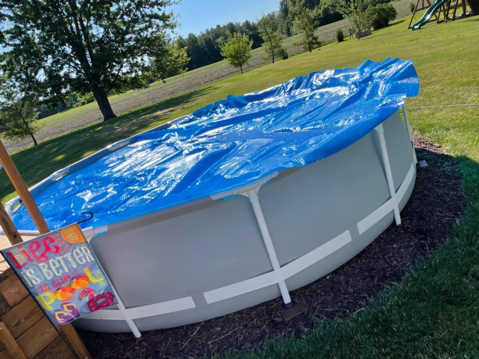 Blue Wave 12-ft Round Solar Pool Cover 8-Mil Blue – Solar Cover for Above Ground Pool, Thermal Bubble Blanket for Heat Retention & Reduced Evaporation customer photo 2