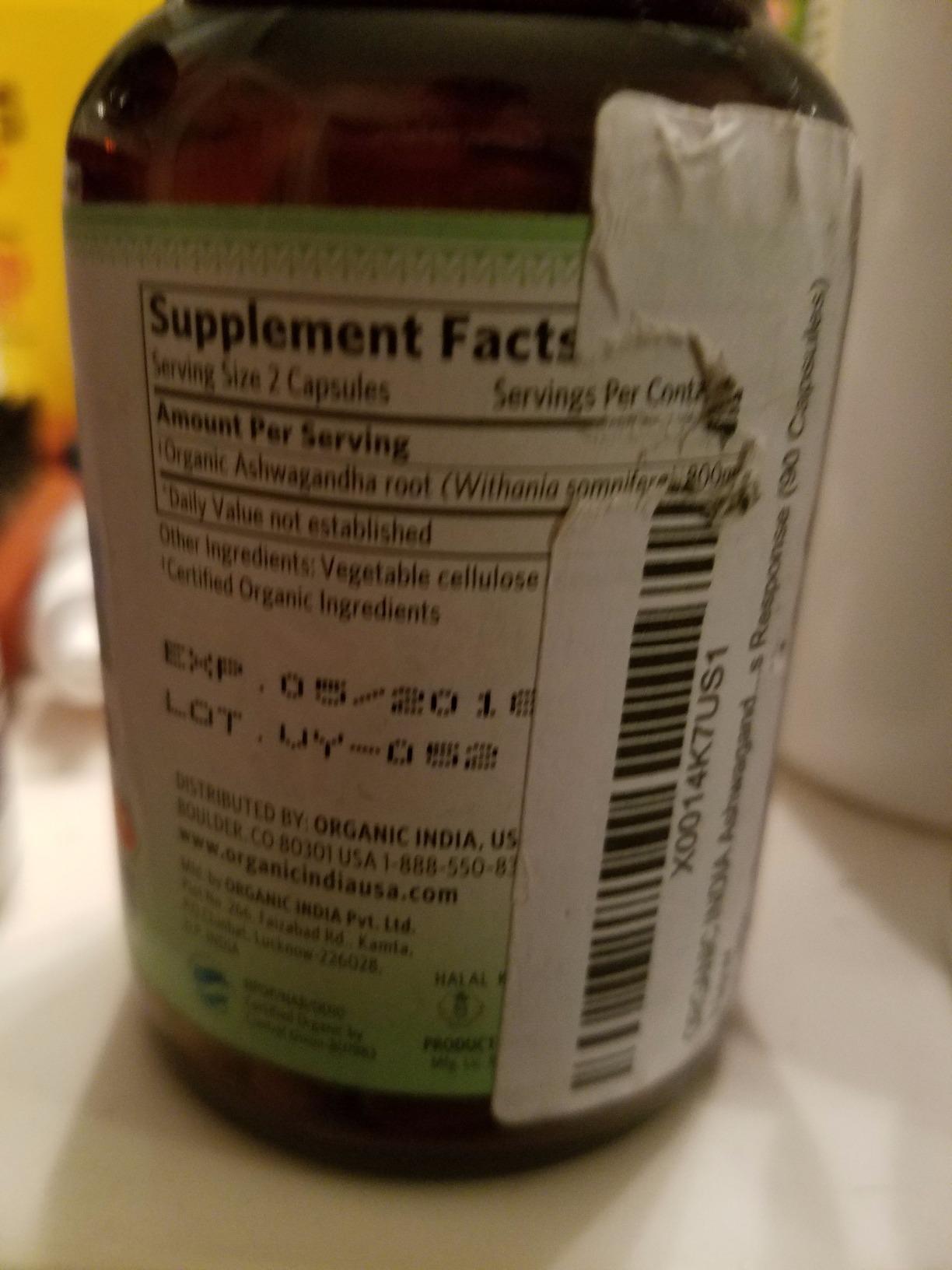 ORGANIC INDIA Ashwagandha Capsules, Vegan Root, Gluten-Free, 90 Capsules customer photo 2