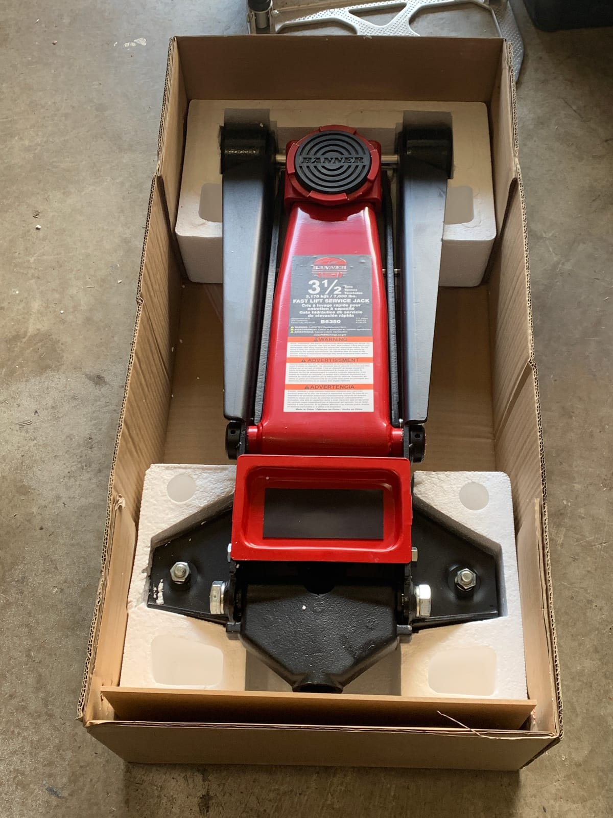 Blackhawk B6350 Black/Red Fast Lift Service Jack - 3.5 Ton Capacity, 28 1/2