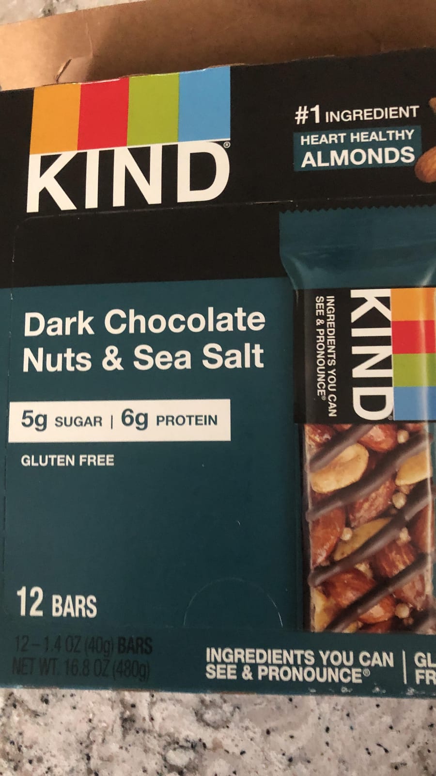 KIND Healthy Snacks Bars, Dark Chocolate Nuts & Sea Salt, Gluten Free, Low Sugar, High Fiber Snacks, 6g Protein, 12 Count customer photo 2