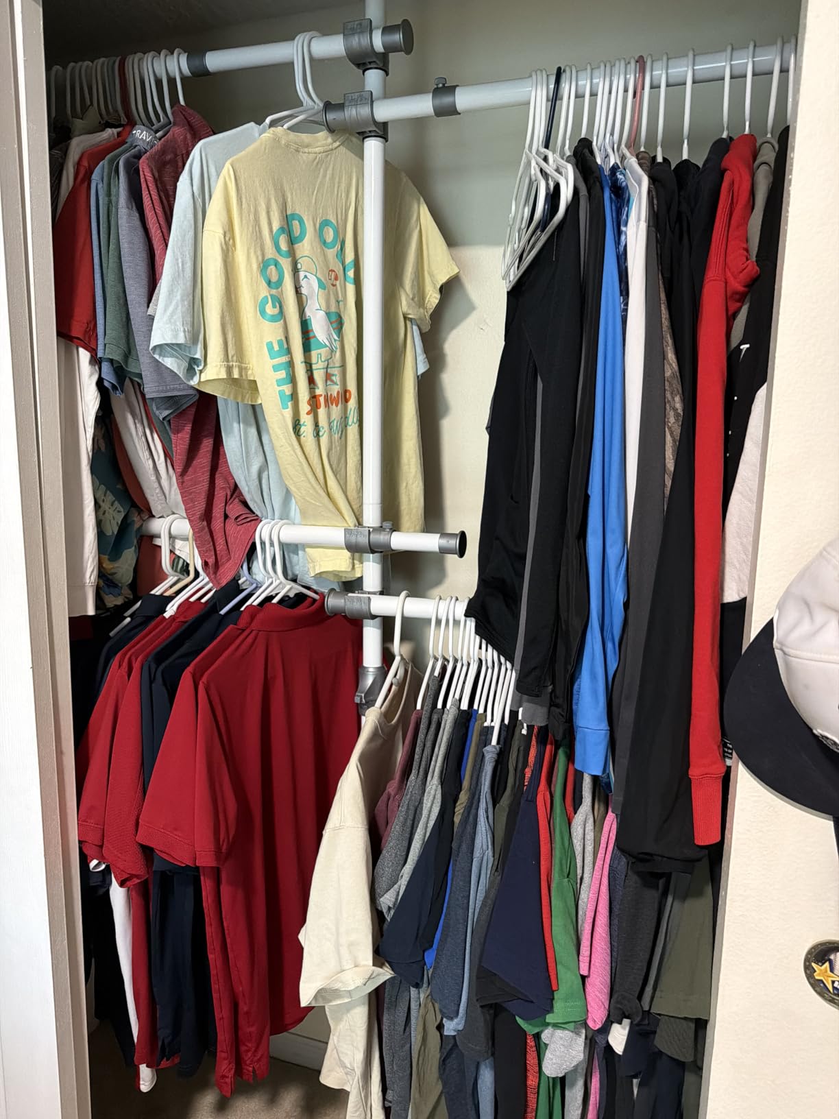 PRINCE HANGER Tension Pole Closet System — No-Renovation Hanging Storage Rack, 4-Tier Expandable Design (PHUS-0033) customer photo 2
