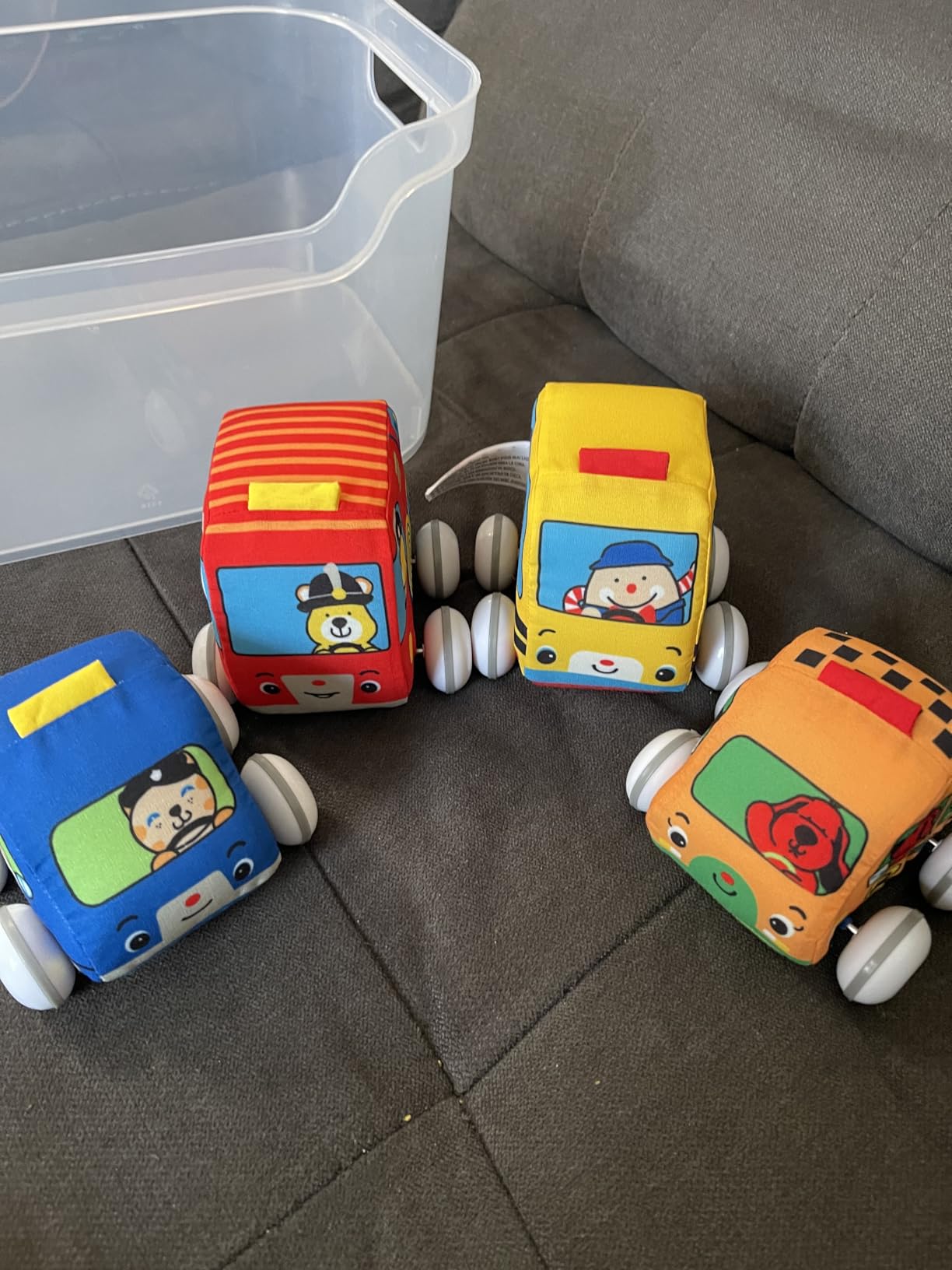 Melissa & Doug K's Kids Pull-Back Town Vehicle Set - Baby Toys Set with 4 Soft Toy Cars and Trucks, Surface Washable with Removable Wheels, Learning Toys for Babies and Toddlers customer photo 1