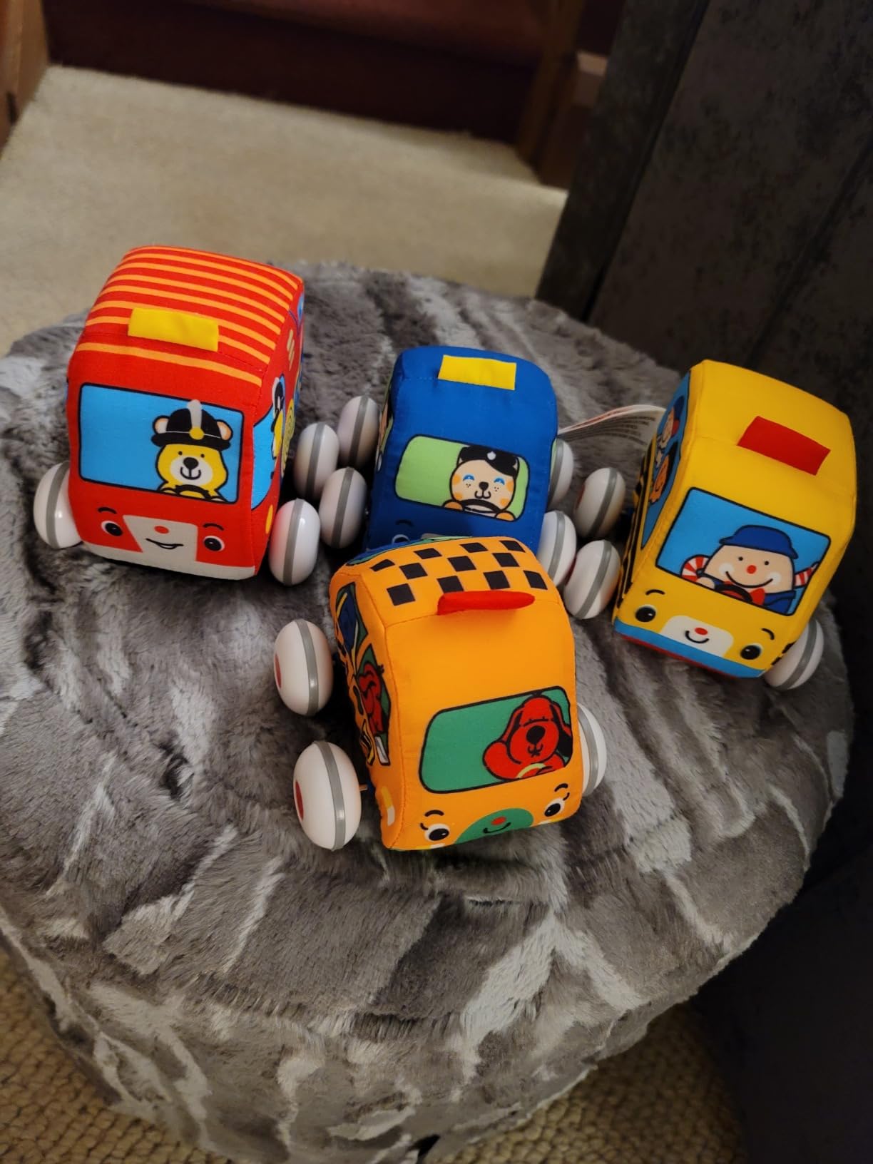 Melissa & Doug K's Kids Pull-Back Town Vehicle Set - Baby Toys Set with 4 Soft Toy Cars and Trucks, Surface Washable with Removable Wheels, Learning Toys for Babies and Toddlers customer photo 2